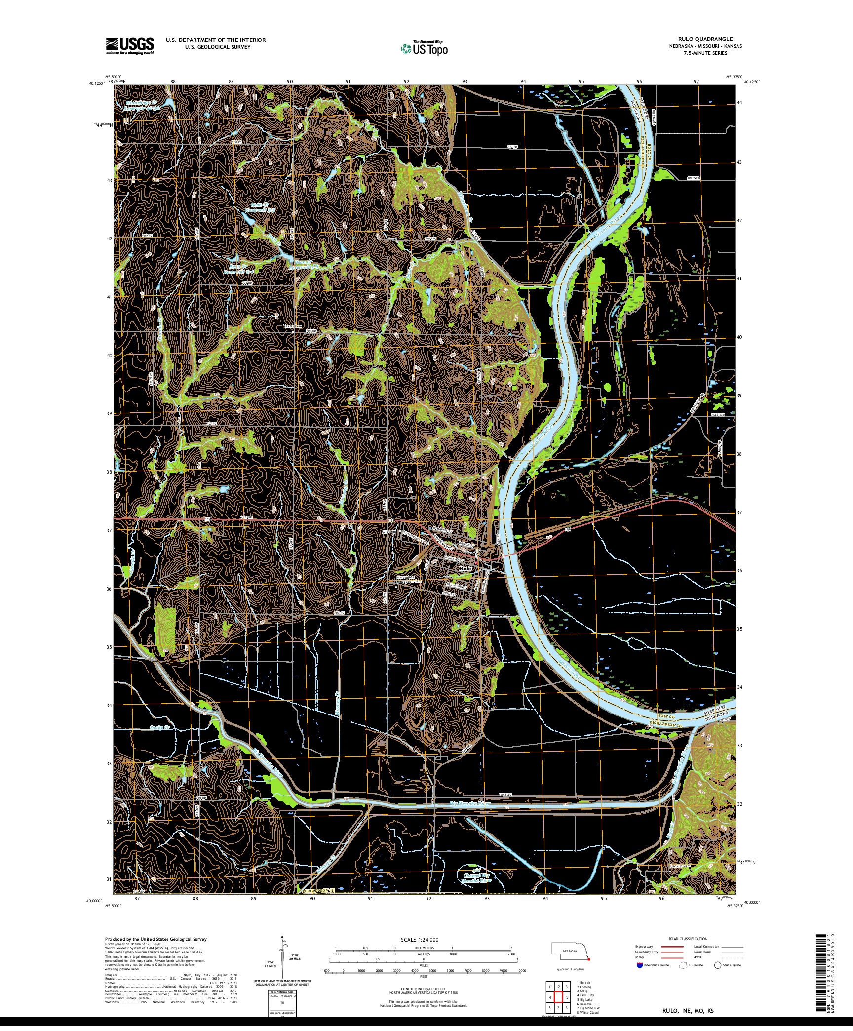 USGS US TOPO 7.5-MINUTE MAP FOR RULO, NE,MO,KS 2021