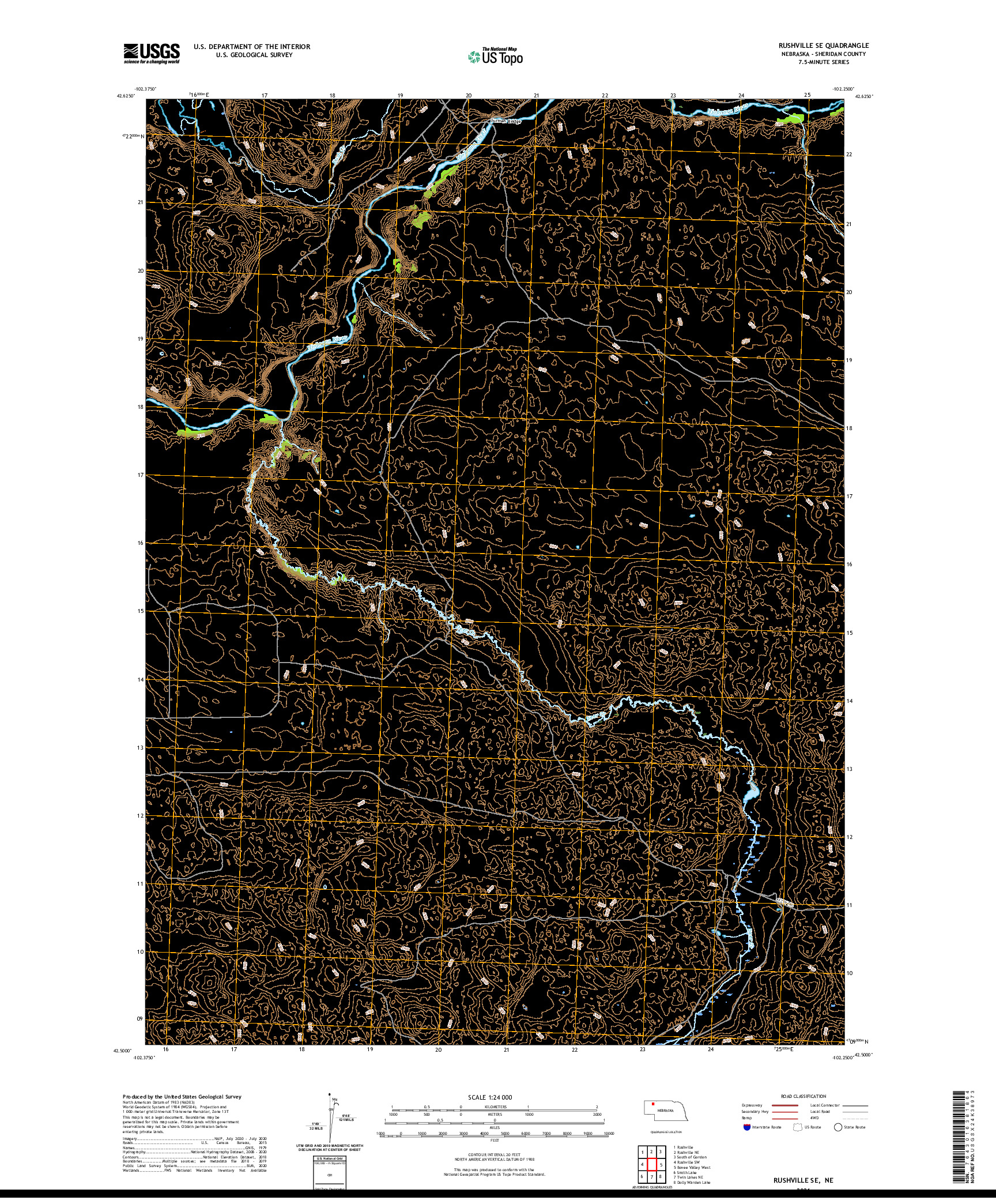 USGS US TOPO 7.5-MINUTE MAP FOR RUSHVILLE SE, NE 2021