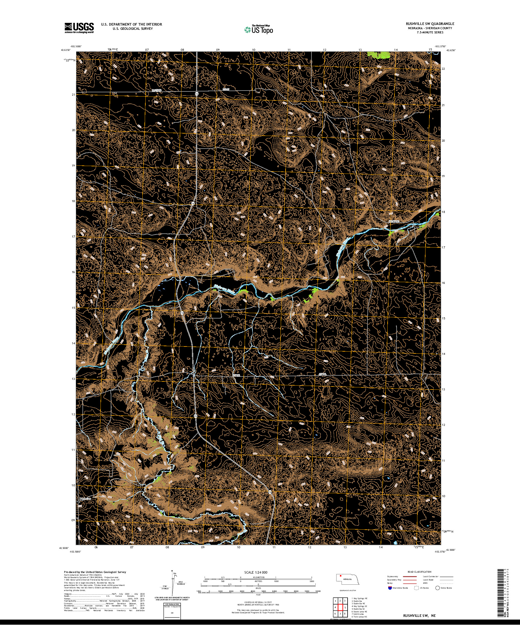 USGS US TOPO 7.5-MINUTE MAP FOR RUSHVILLE SW, NE 2021