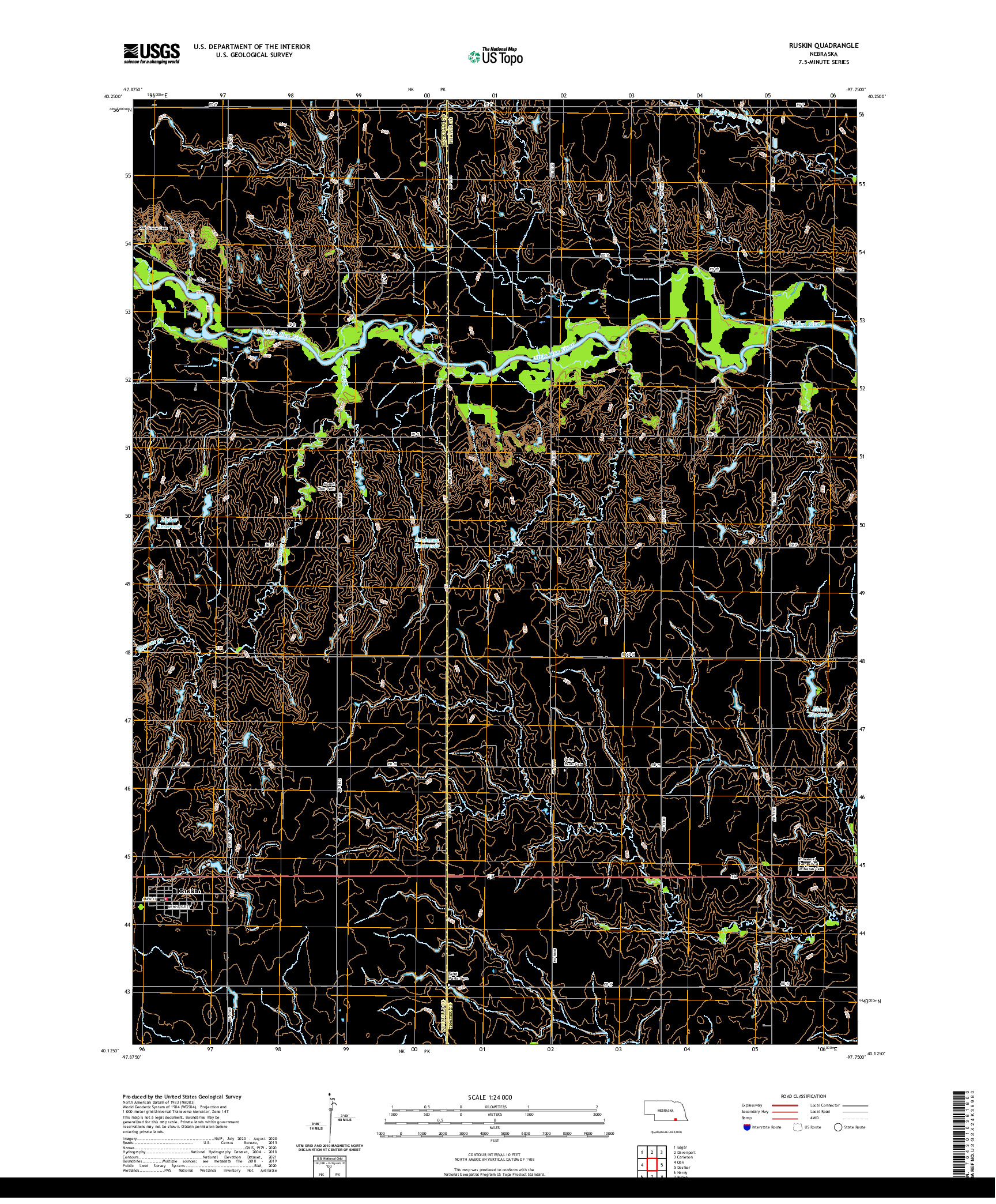 USGS US TOPO 7.5-MINUTE MAP FOR RUSKIN, NE 2021