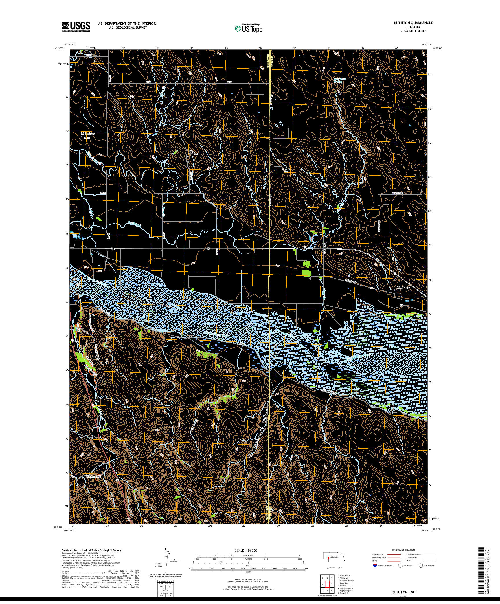 USGS US TOPO 7.5-MINUTE MAP FOR RUTHTON, NE 2021