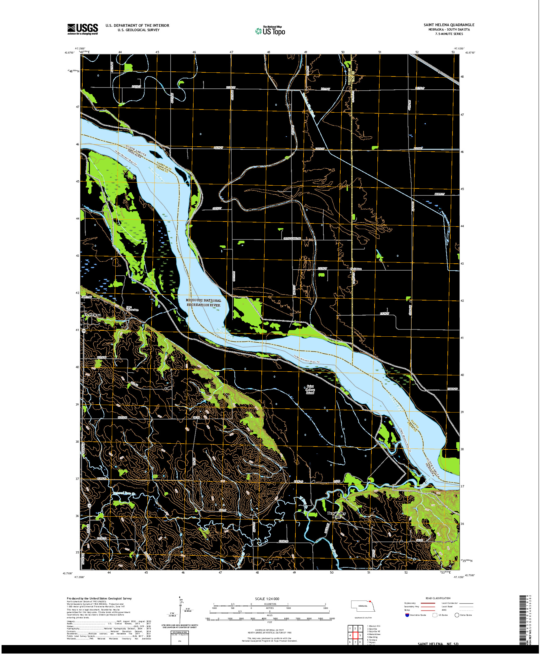 USGS US TOPO 7.5-MINUTE MAP FOR SAINT HELENA, NE,SD 2021