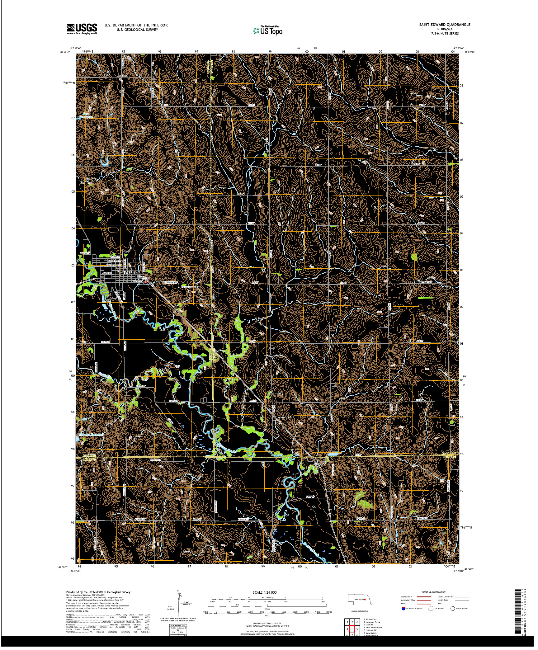 USGS US TOPO 7.5-MINUTE MAP FOR SAINT EDWARD, NE 2021