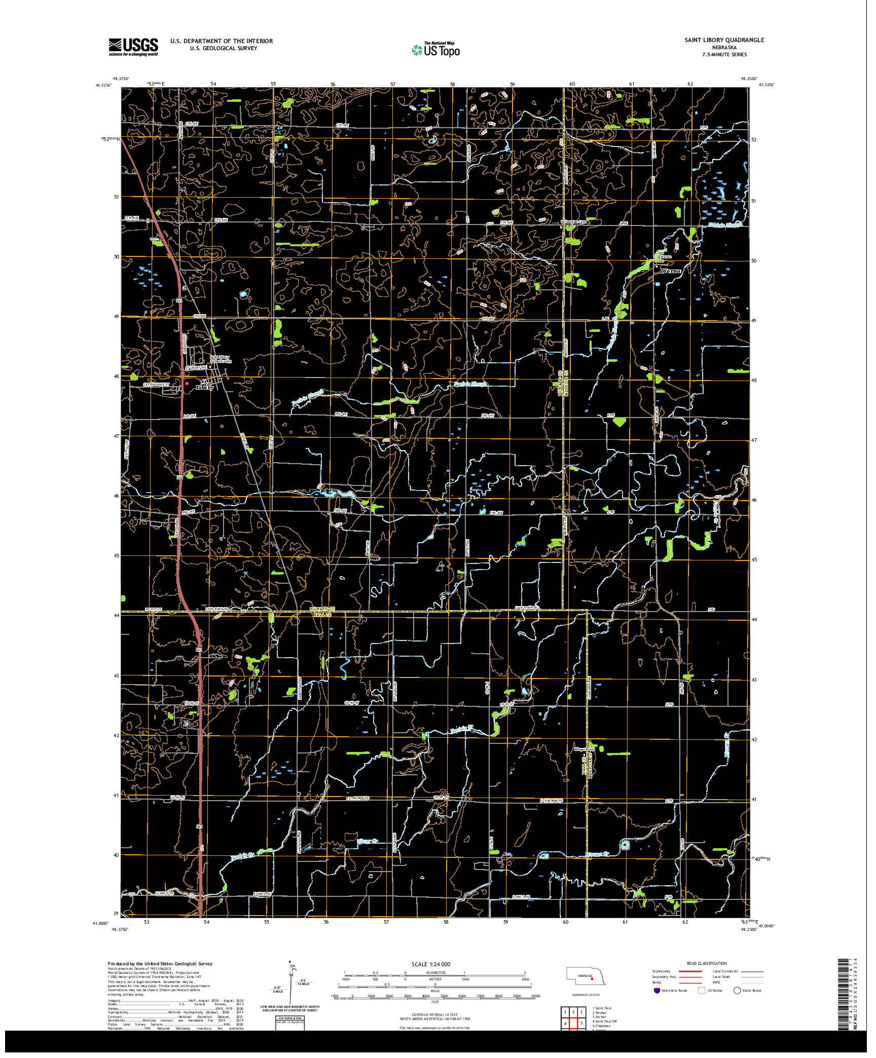 USGS US TOPO 7.5-MINUTE MAP FOR SAINT LIBORY, NE 2021