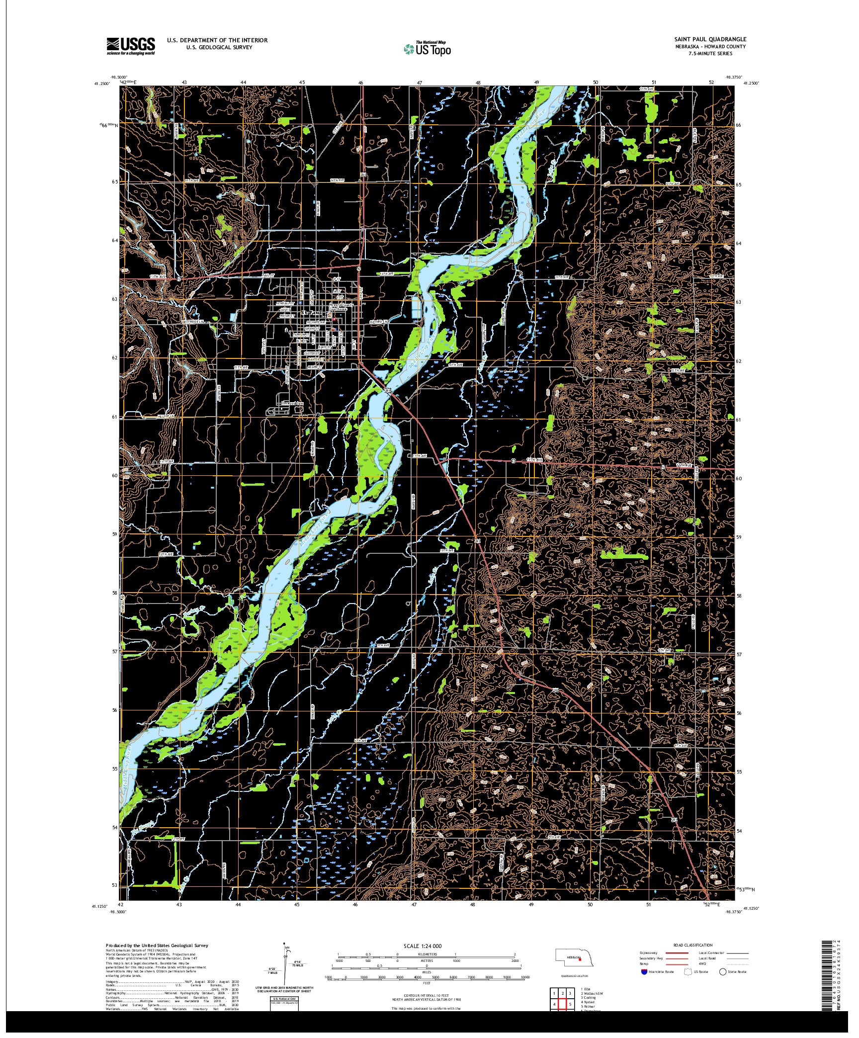 USGS US TOPO 7.5-MINUTE MAP FOR SAINT PAUL, NE 2021