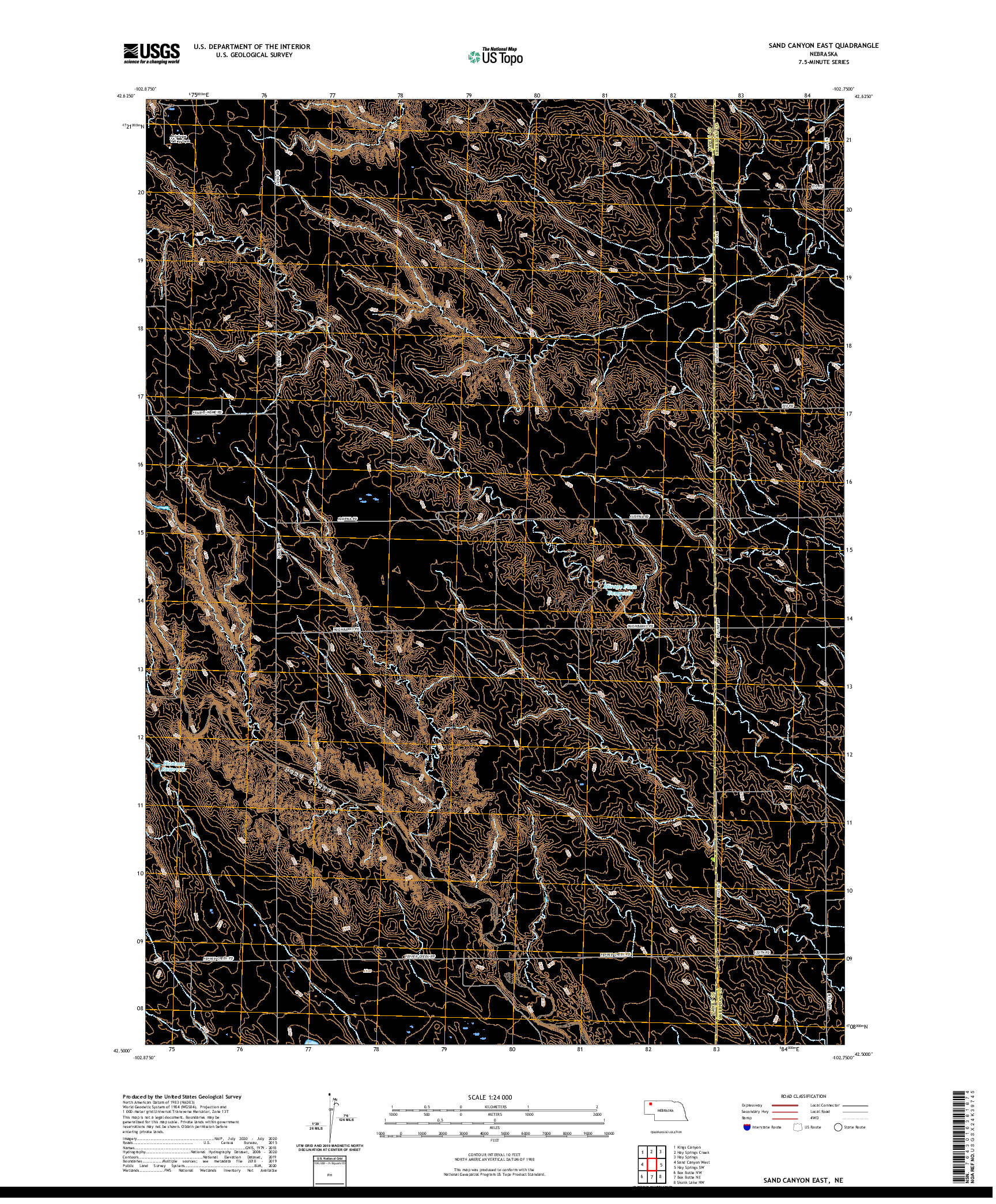 USGS US TOPO 7.5-MINUTE MAP FOR SAND CANYON EAST, NE 2021