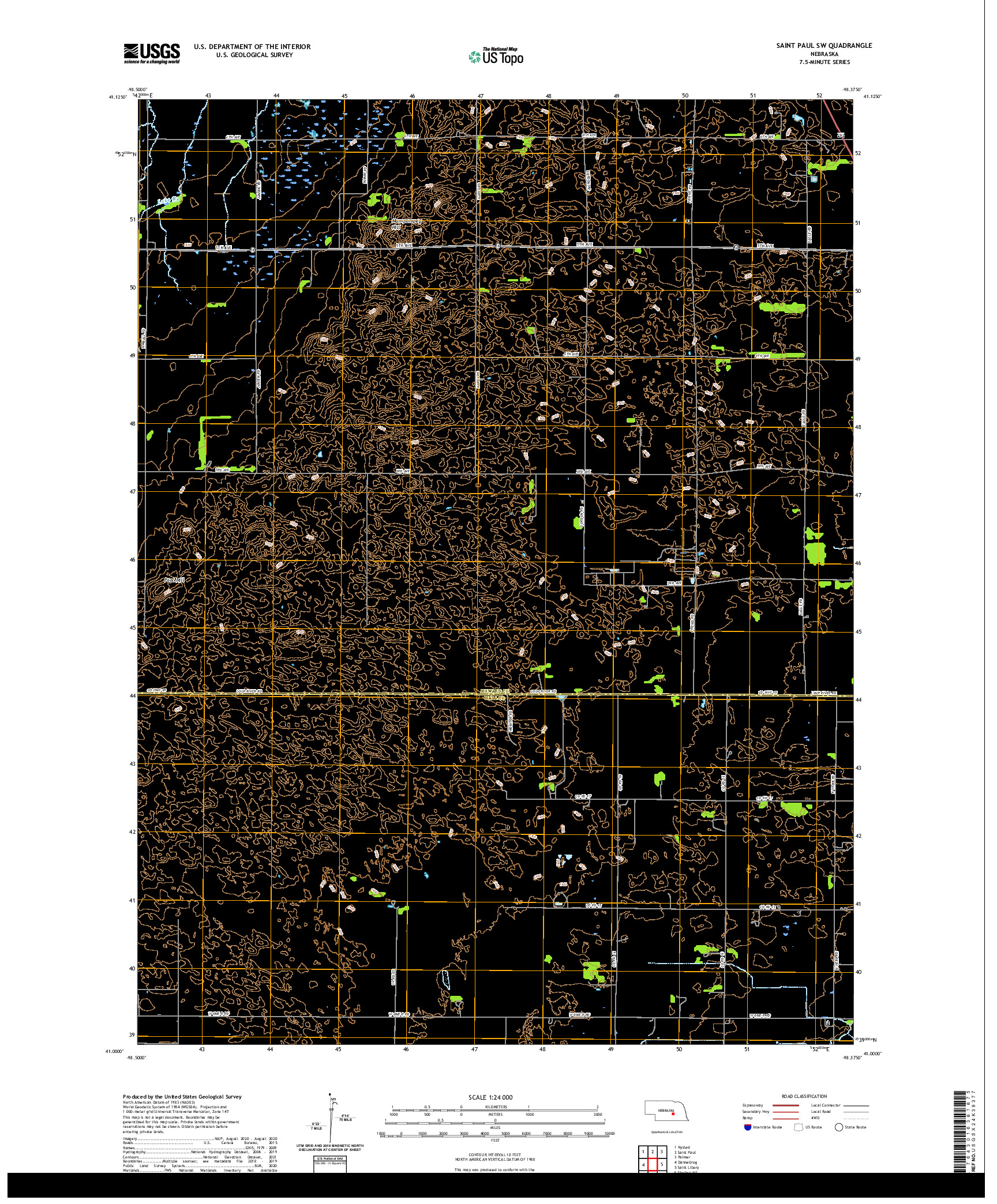 USGS US TOPO 7.5-MINUTE MAP FOR SAINT PAUL SW, NE 2021