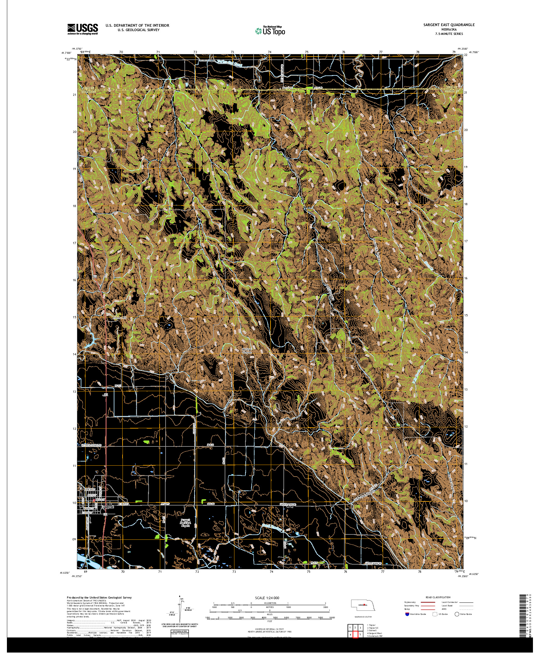 USGS US TOPO 7.5-MINUTE MAP FOR SARGENT EAST, NE 2021