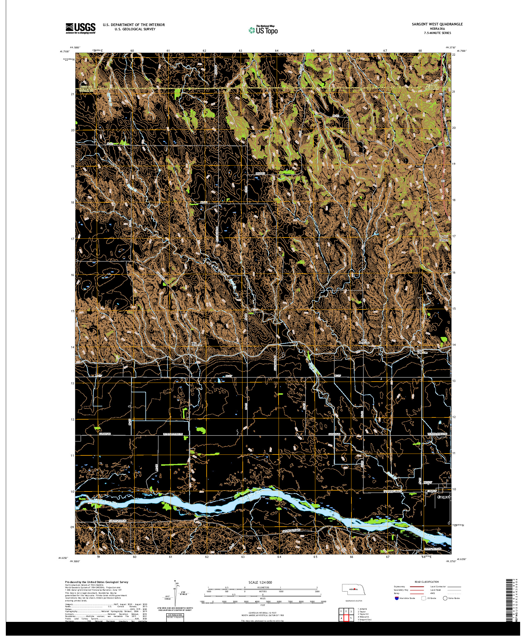 USGS US TOPO 7.5-MINUTE MAP FOR SARGENT WEST, NE 2021