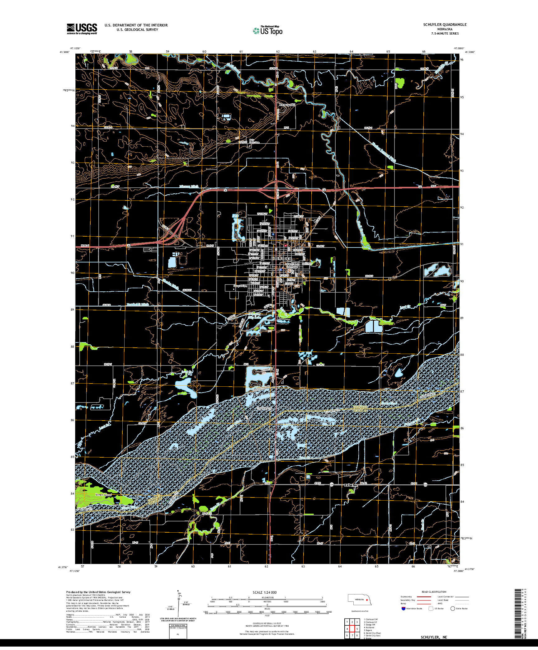 USGS US TOPO 7.5-MINUTE MAP FOR SCHUYLER, NE 2021