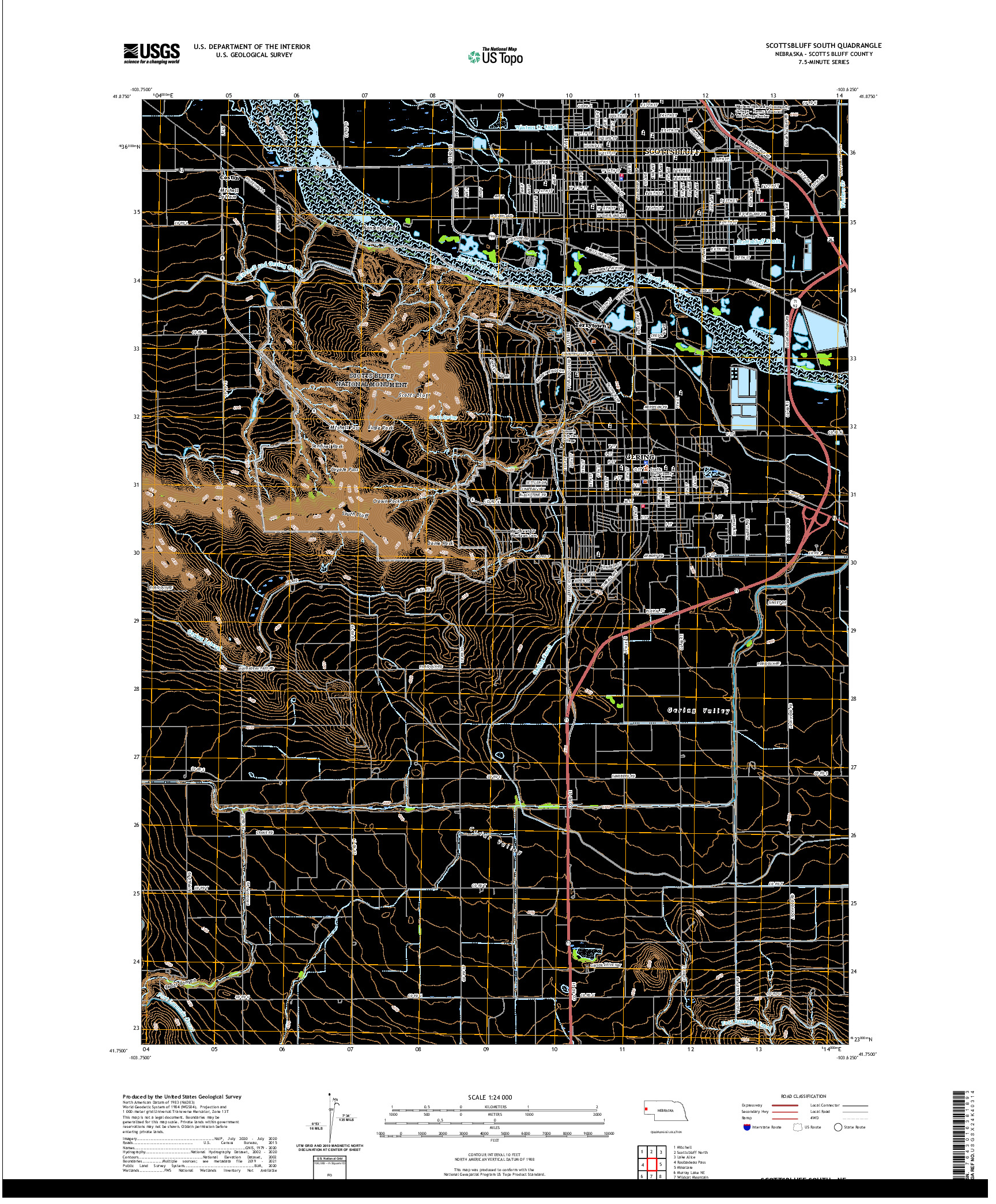 USGS US TOPO 7.5-MINUTE MAP FOR SCOTTSBLUFF SOUTH, NE 2021