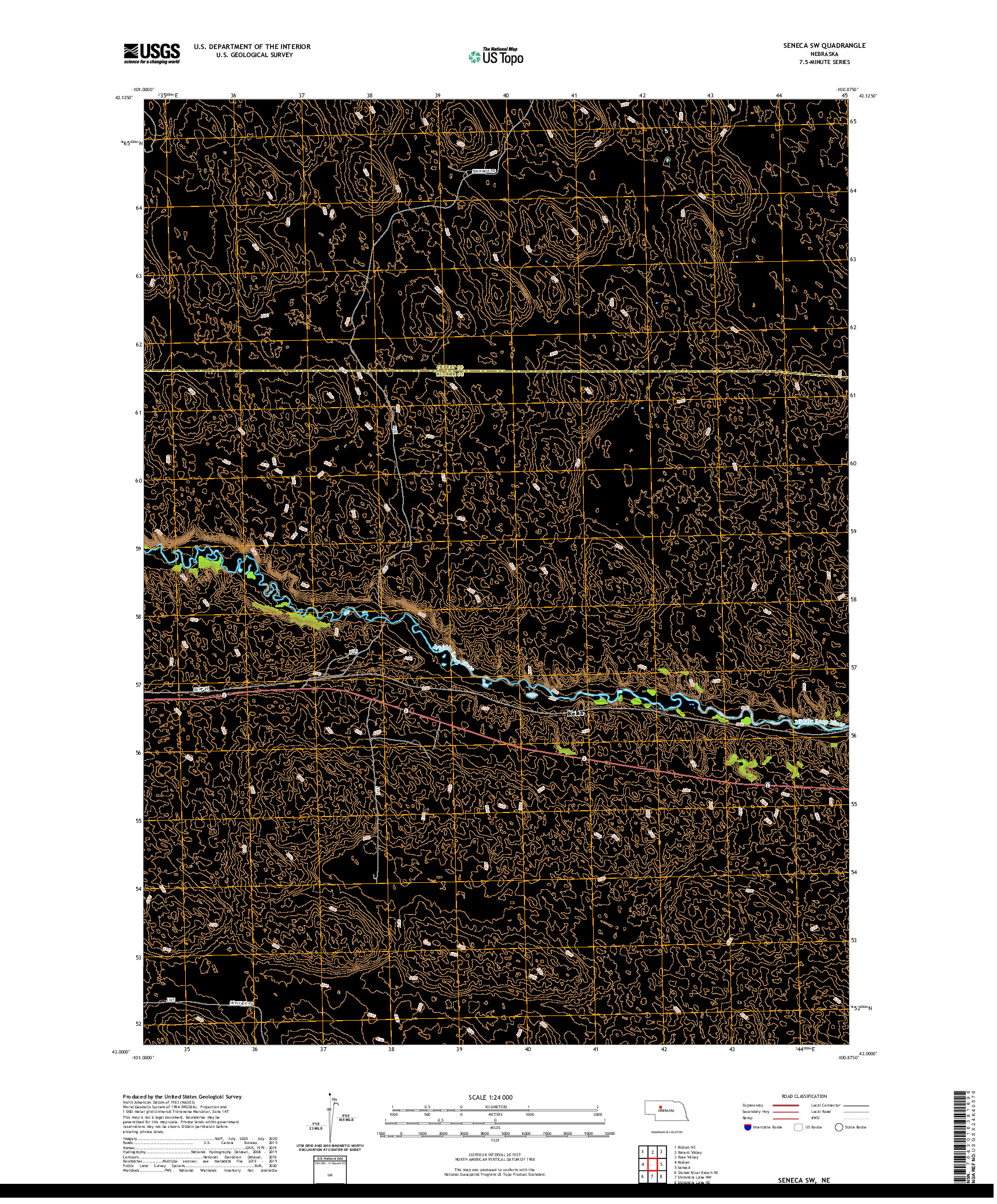 USGS US TOPO 7.5-MINUTE MAP FOR SENECA SW, NE 2021