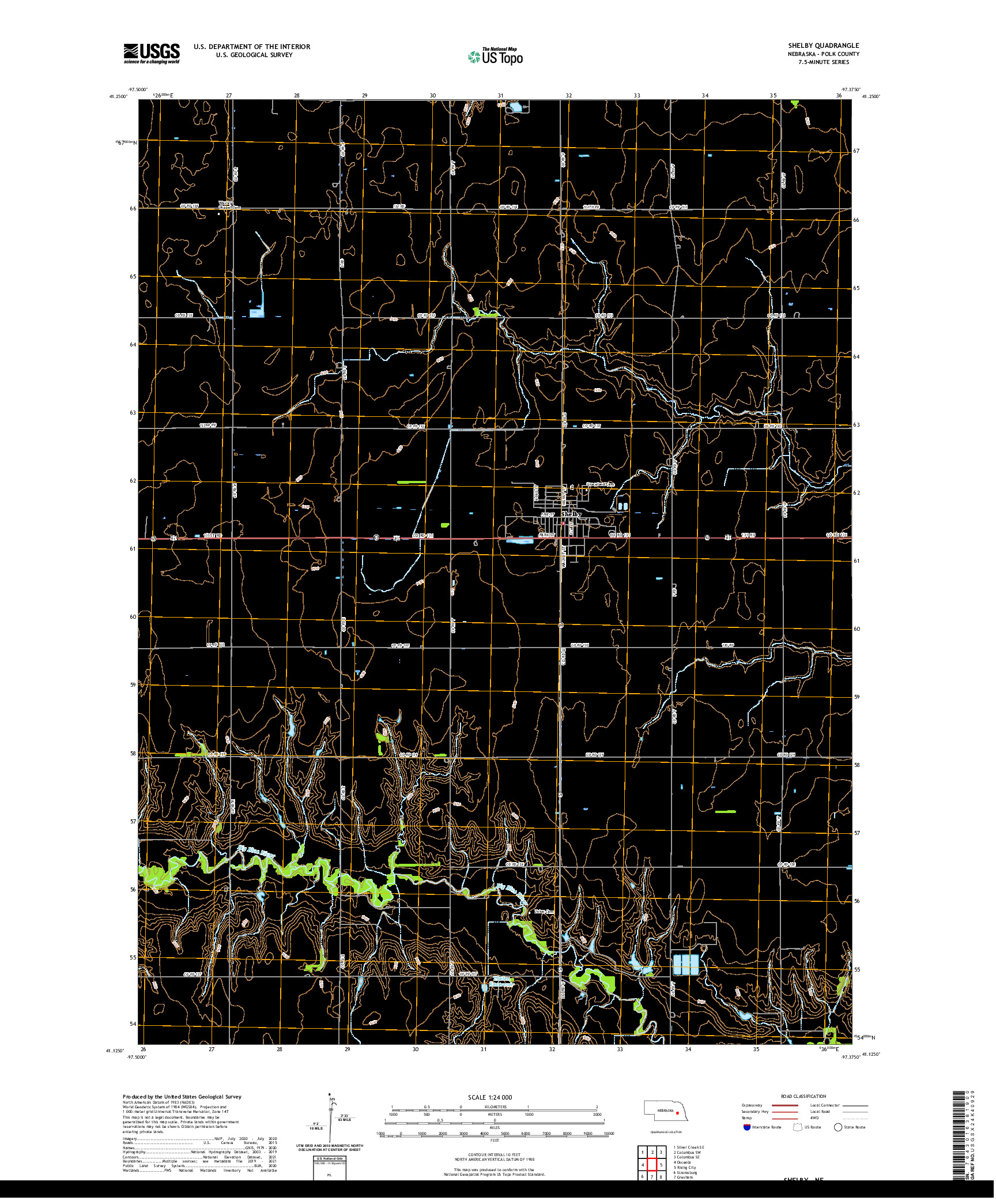 USGS US TOPO 7.5-MINUTE MAP FOR SHELBY, NE 2021