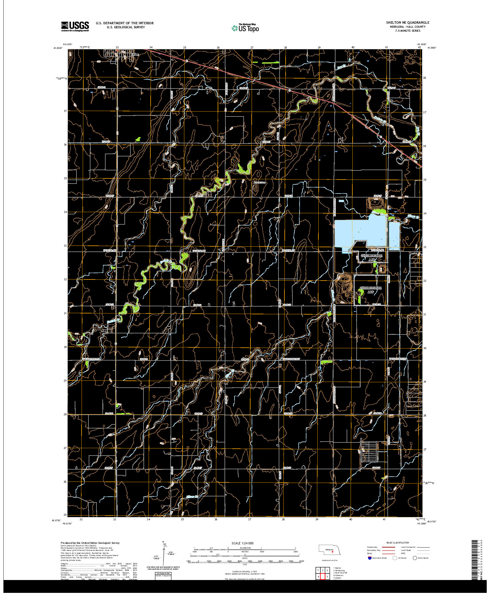 USGS US TOPO 7.5-MINUTE MAP FOR SHELTON NE, NE 2021