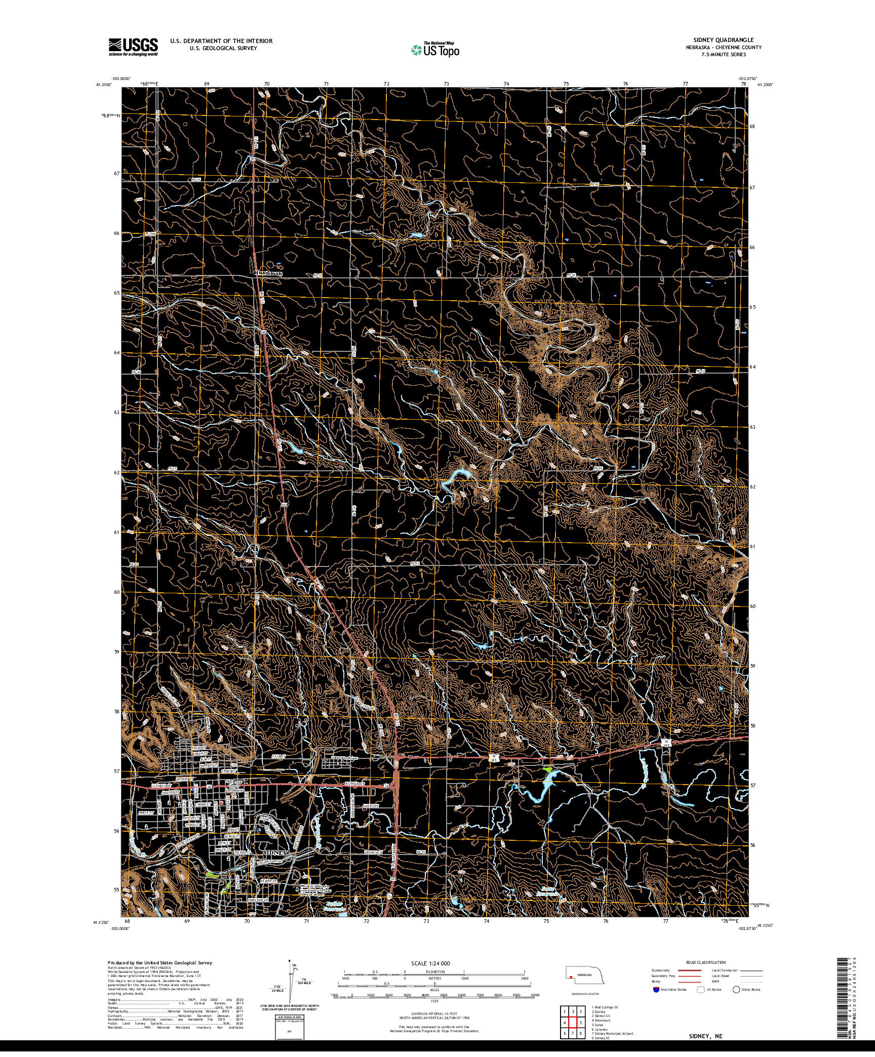 USGS US TOPO 7.5-MINUTE MAP FOR SIDNEY, NE 2021