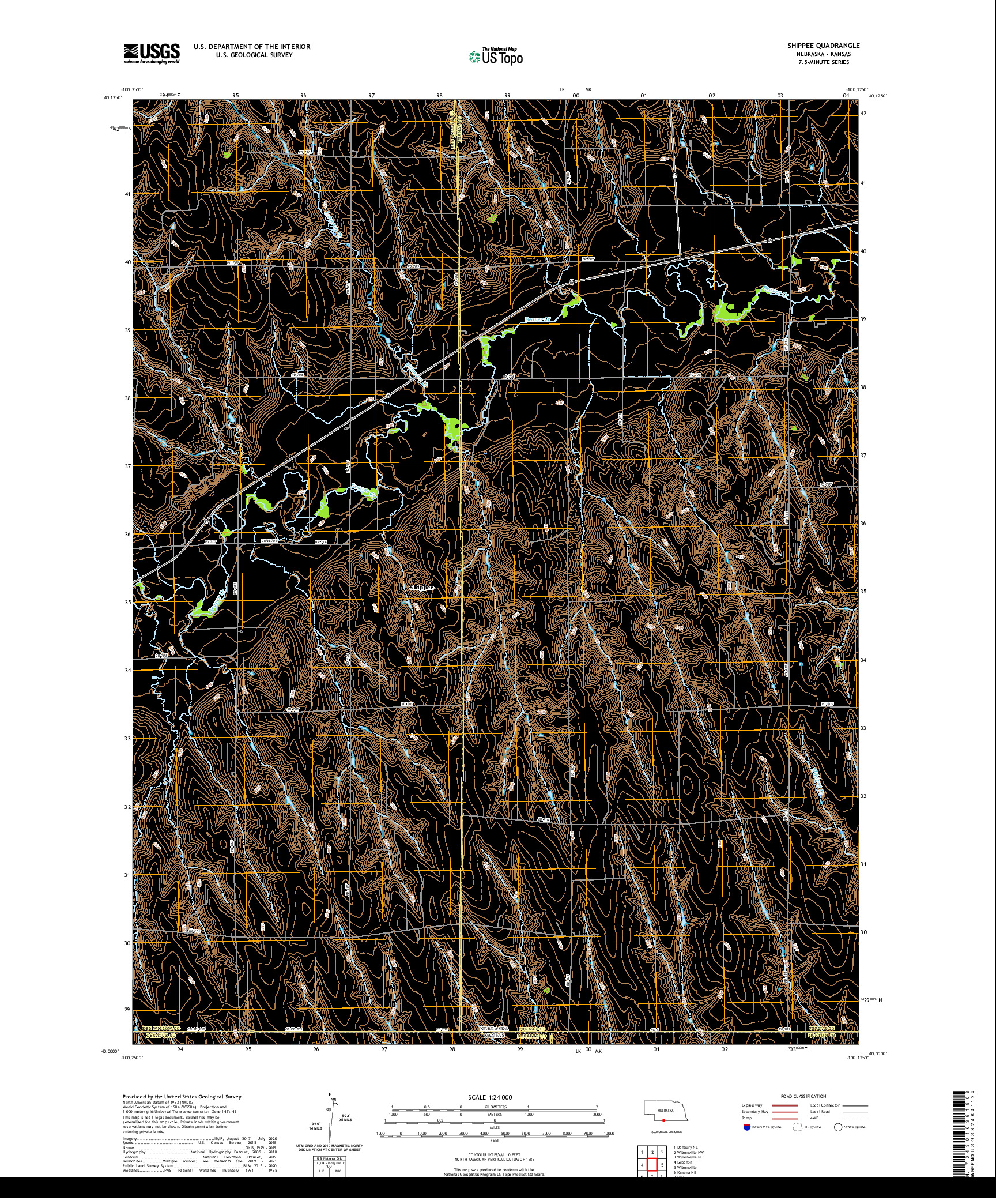USGS US TOPO 7.5-MINUTE MAP FOR SHIPPEE, NE,KS 2021