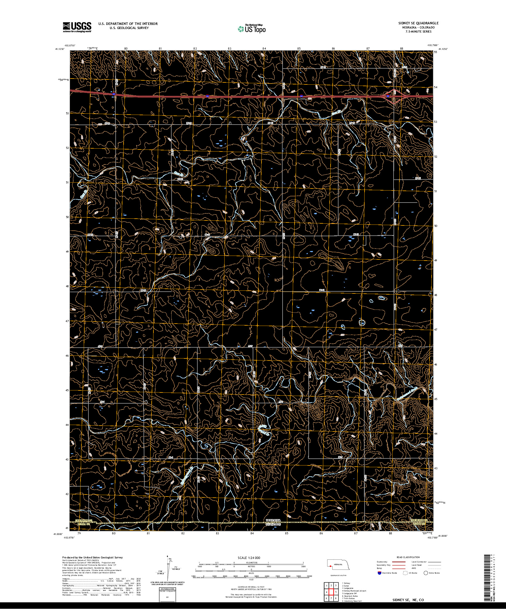 USGS US TOPO 7.5-MINUTE MAP FOR SIDNEY SE, NE,CO 2021