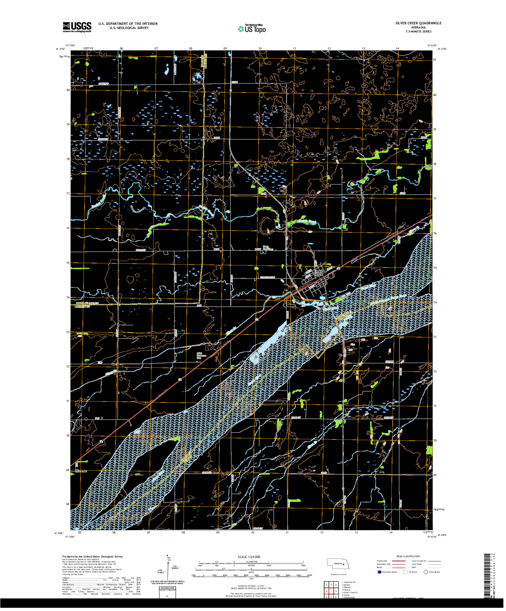 USGS US TOPO 7.5-MINUTE MAP FOR SILVER CREEK, NE 2021