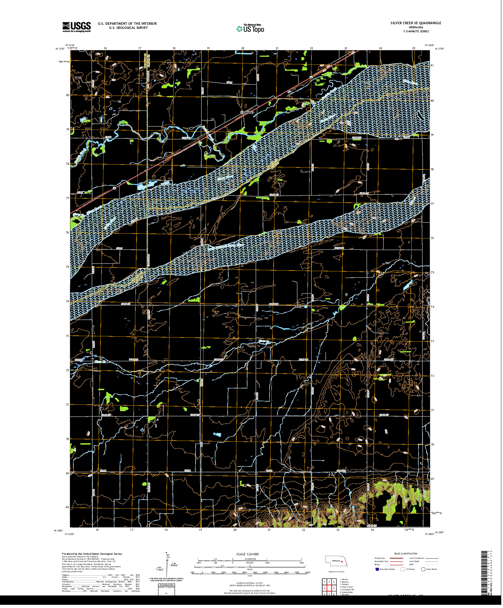 USGS US TOPO 7.5-MINUTE MAP FOR SILVER CREEK SE, NE 2021