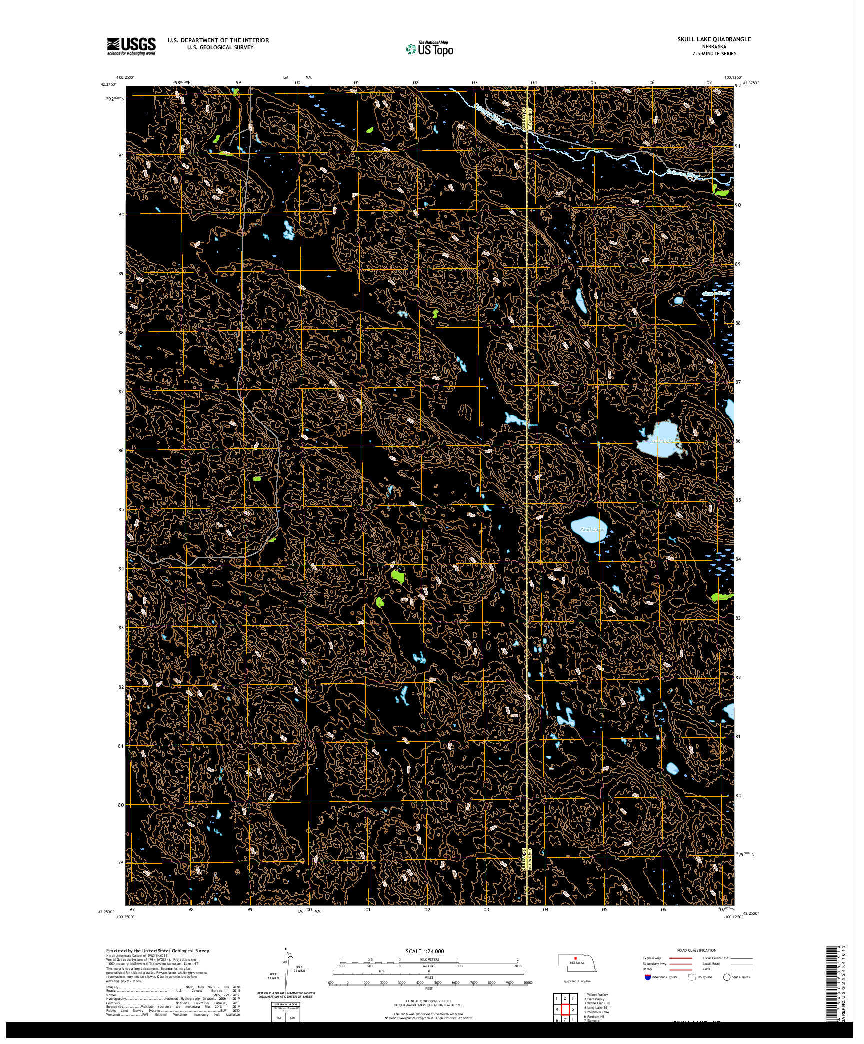 USGS US TOPO 7.5-MINUTE MAP FOR SKULL LAKE, NE 2021