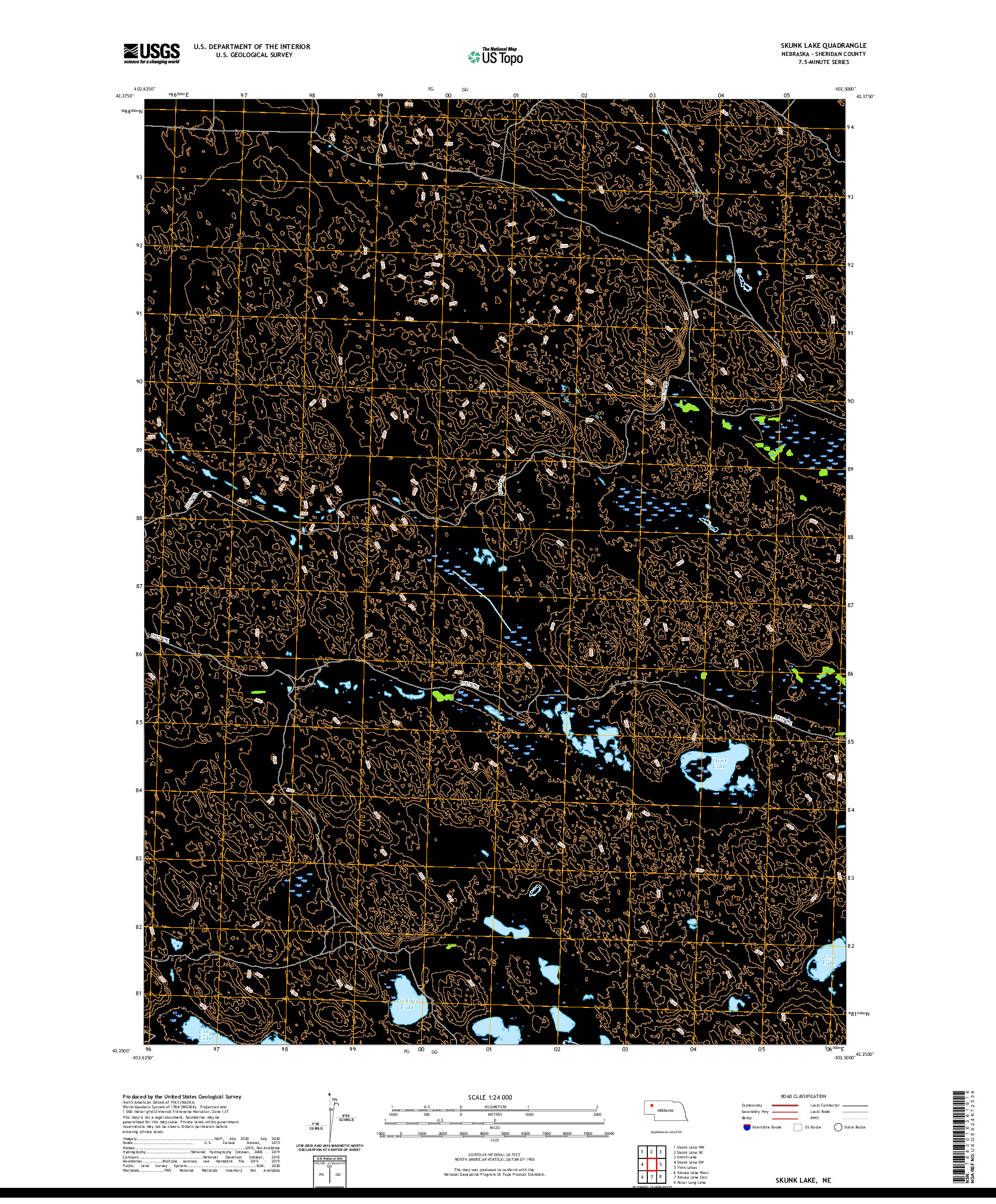 USGS US TOPO 7.5-MINUTE MAP FOR SKUNK LAKE, NE 2021