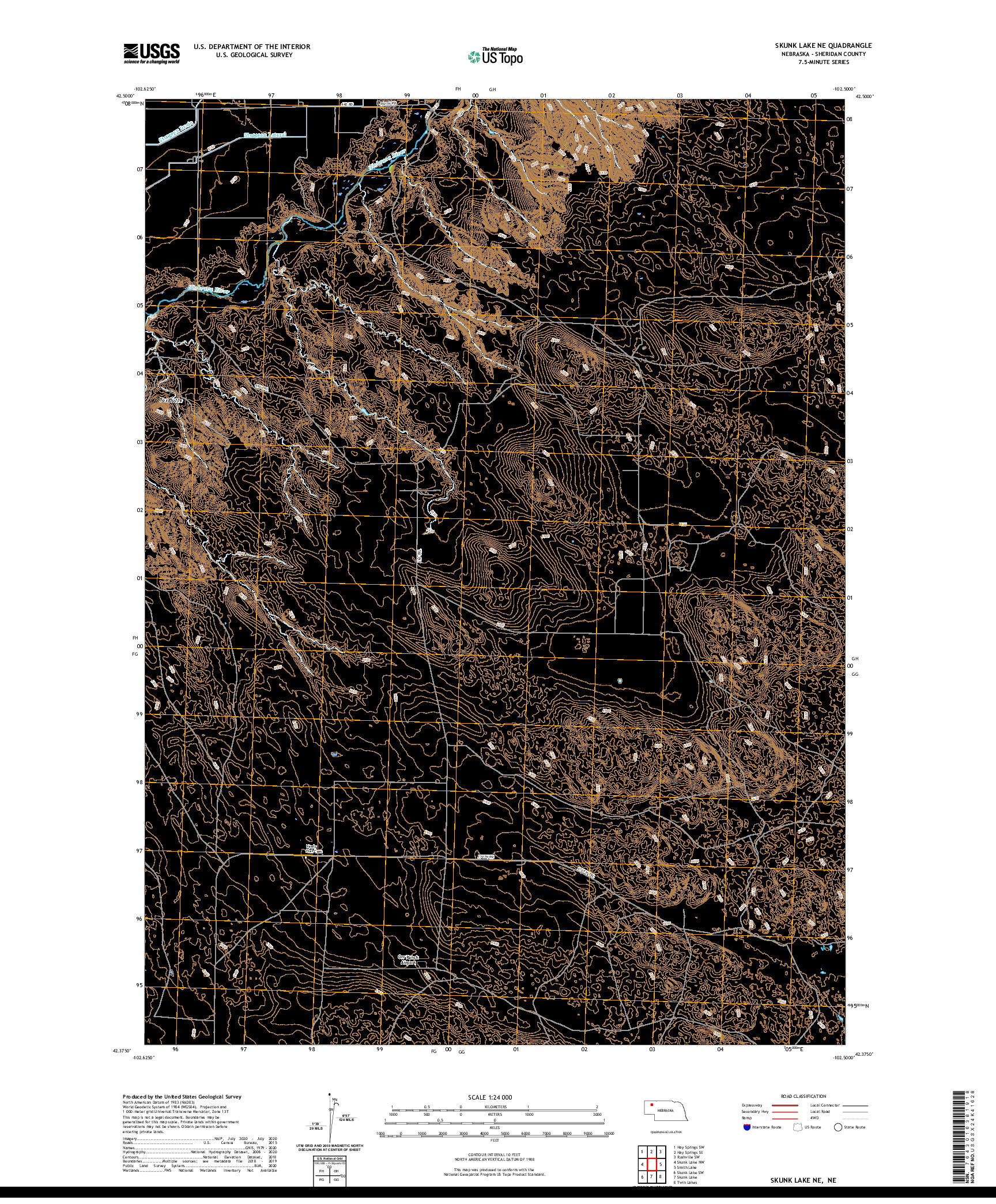 USGS US TOPO 7.5-MINUTE MAP FOR SKUNK LAKE NE, NE 2021