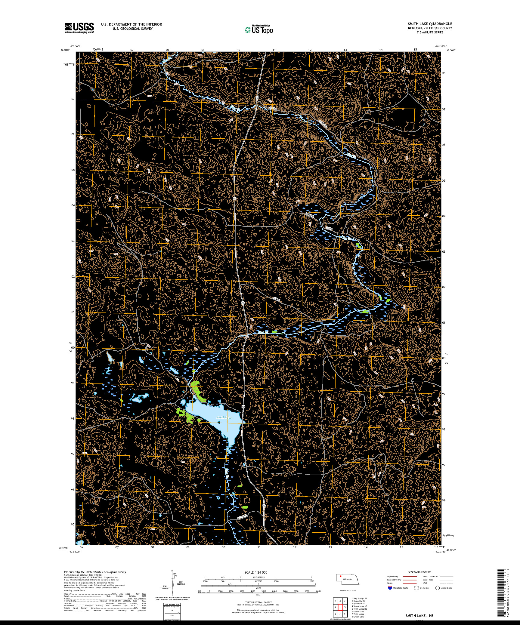 USGS US TOPO 7.5-MINUTE MAP FOR SMITH LAKE, NE 2021