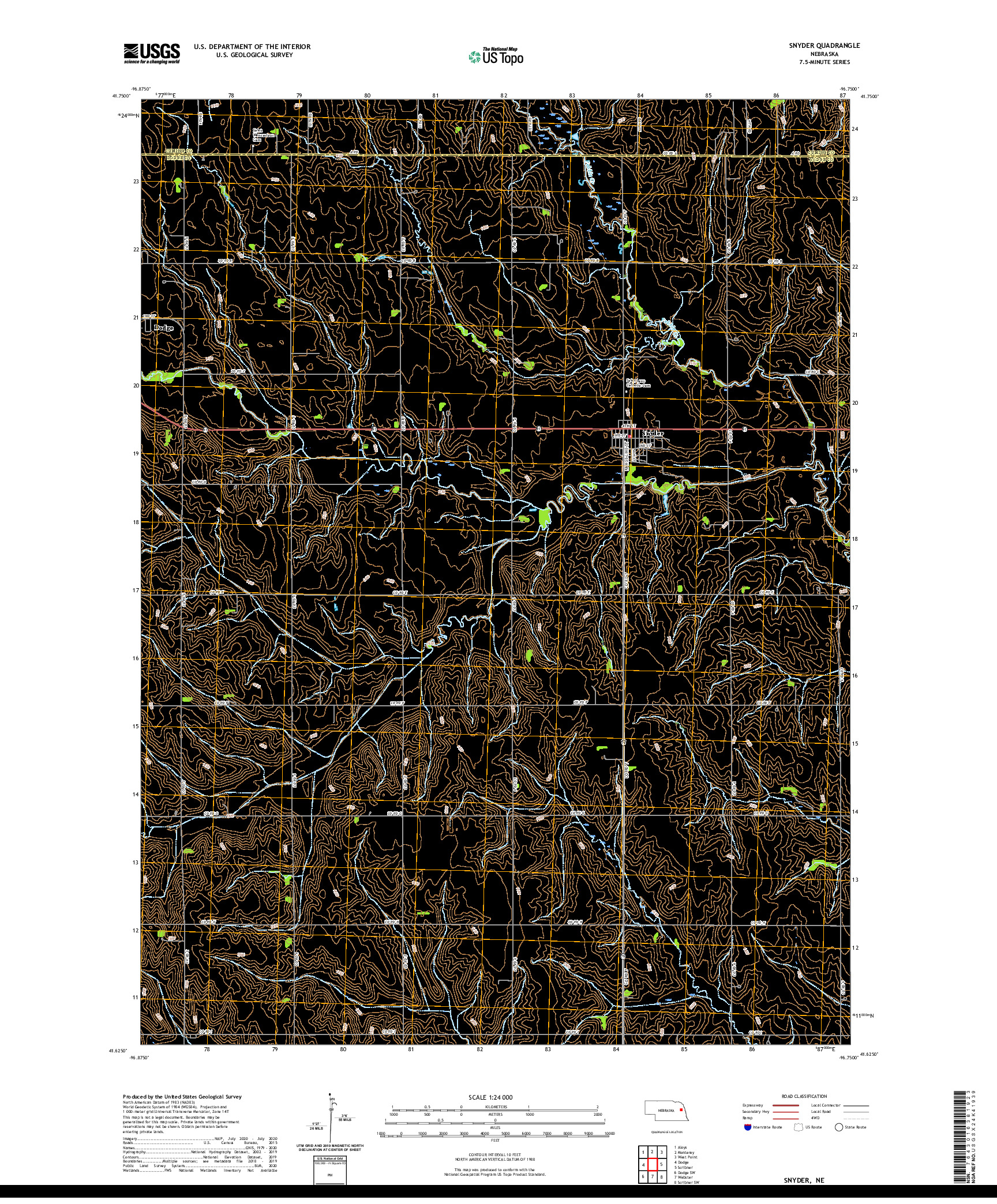 USGS US TOPO 7.5-MINUTE MAP FOR SNYDER, NE 2021