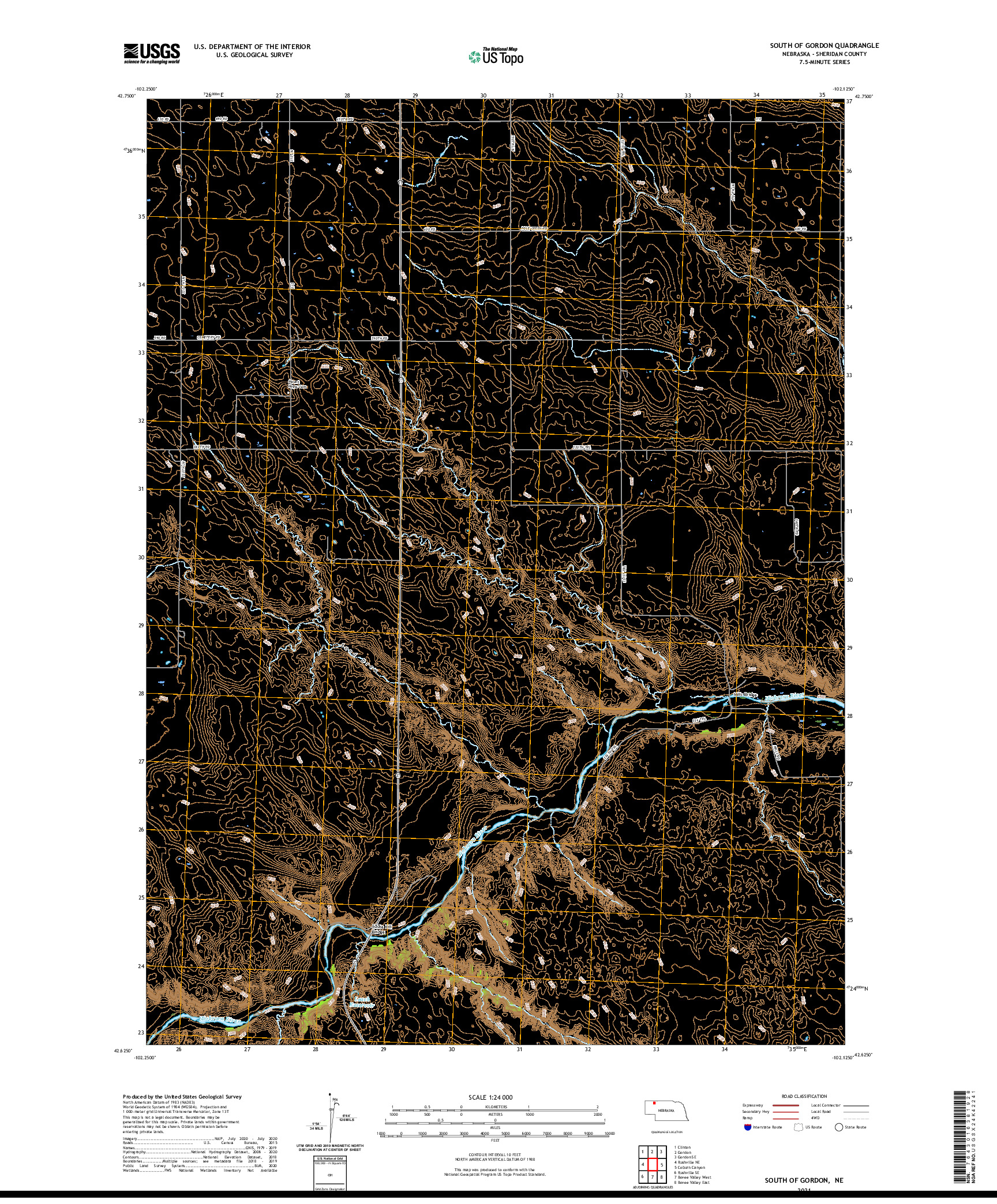 USGS US TOPO 7.5-MINUTE MAP FOR SOUTH OF GORDON, NE 2021