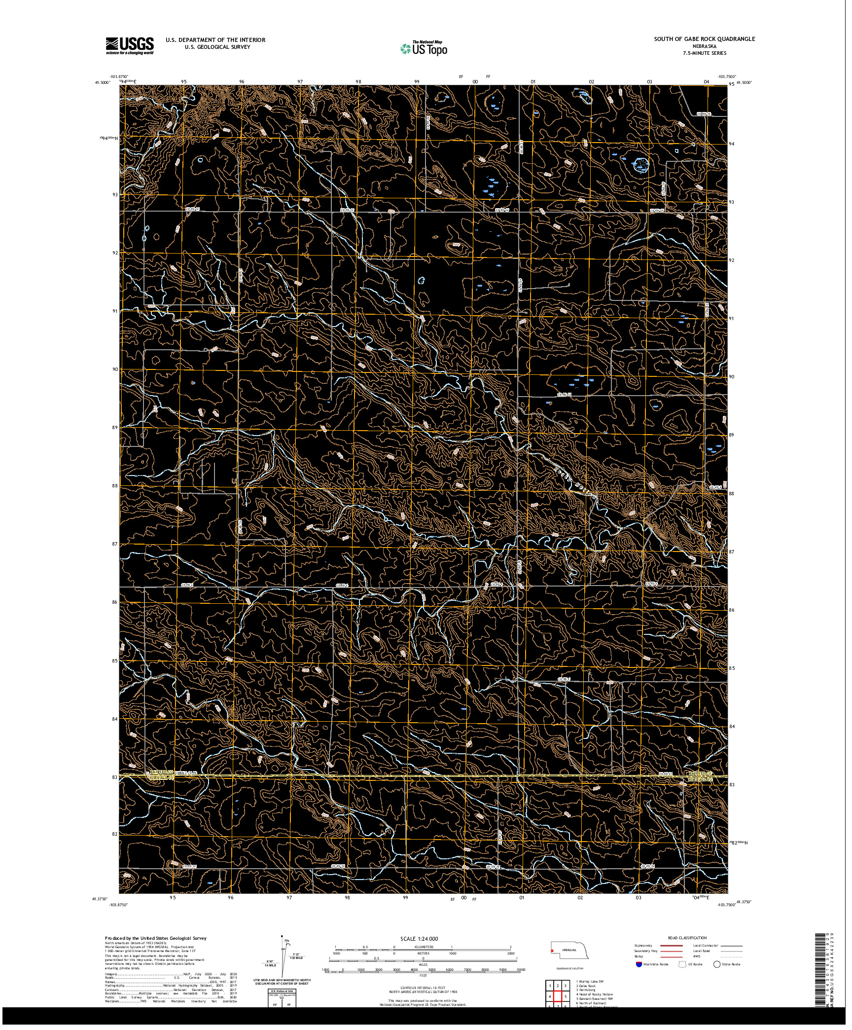 USGS US TOPO 7.5-MINUTE MAP FOR SOUTH OF GABE ROCK, NE 2021