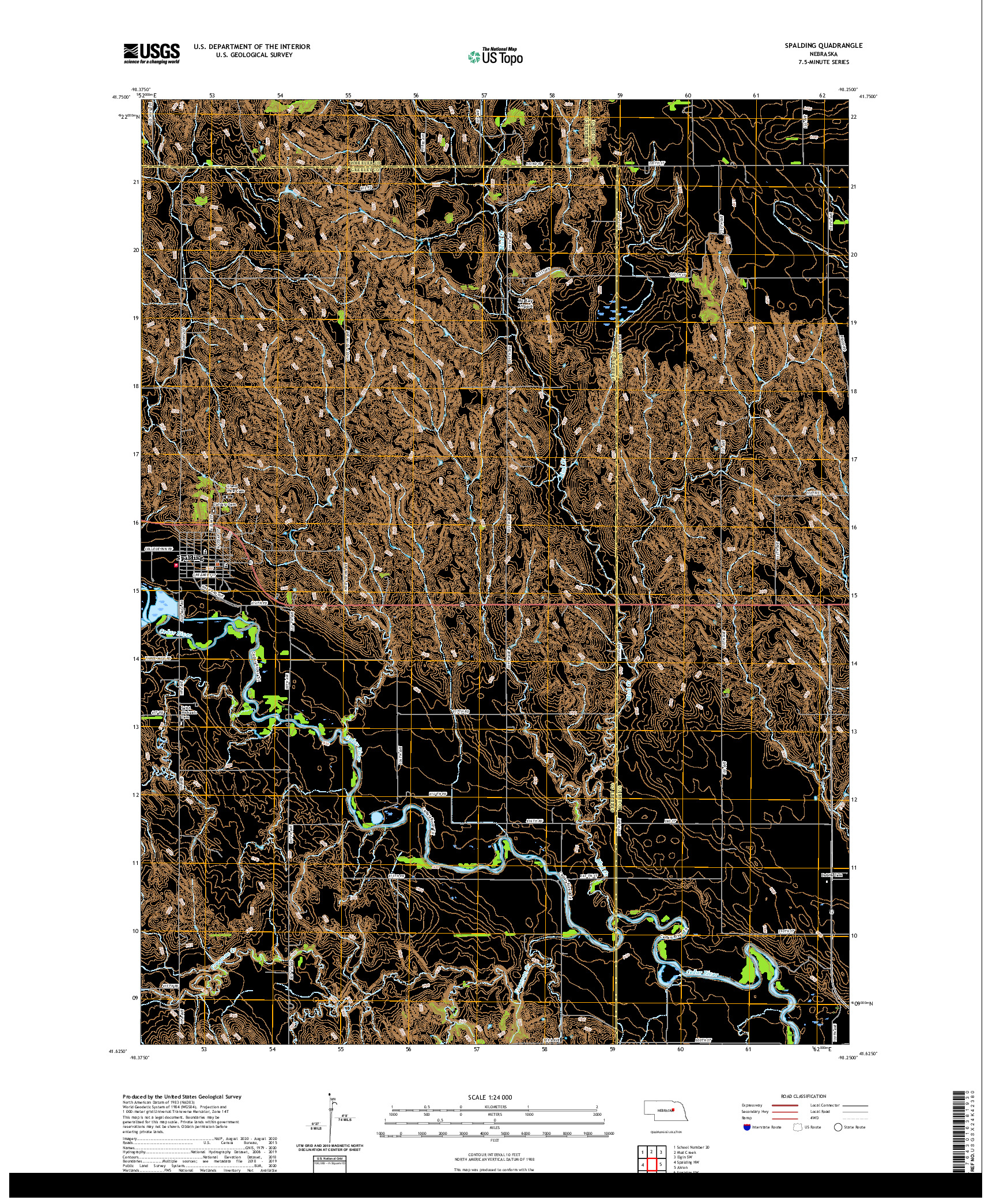 USGS US TOPO 7.5-MINUTE MAP FOR SPALDING, NE 2021