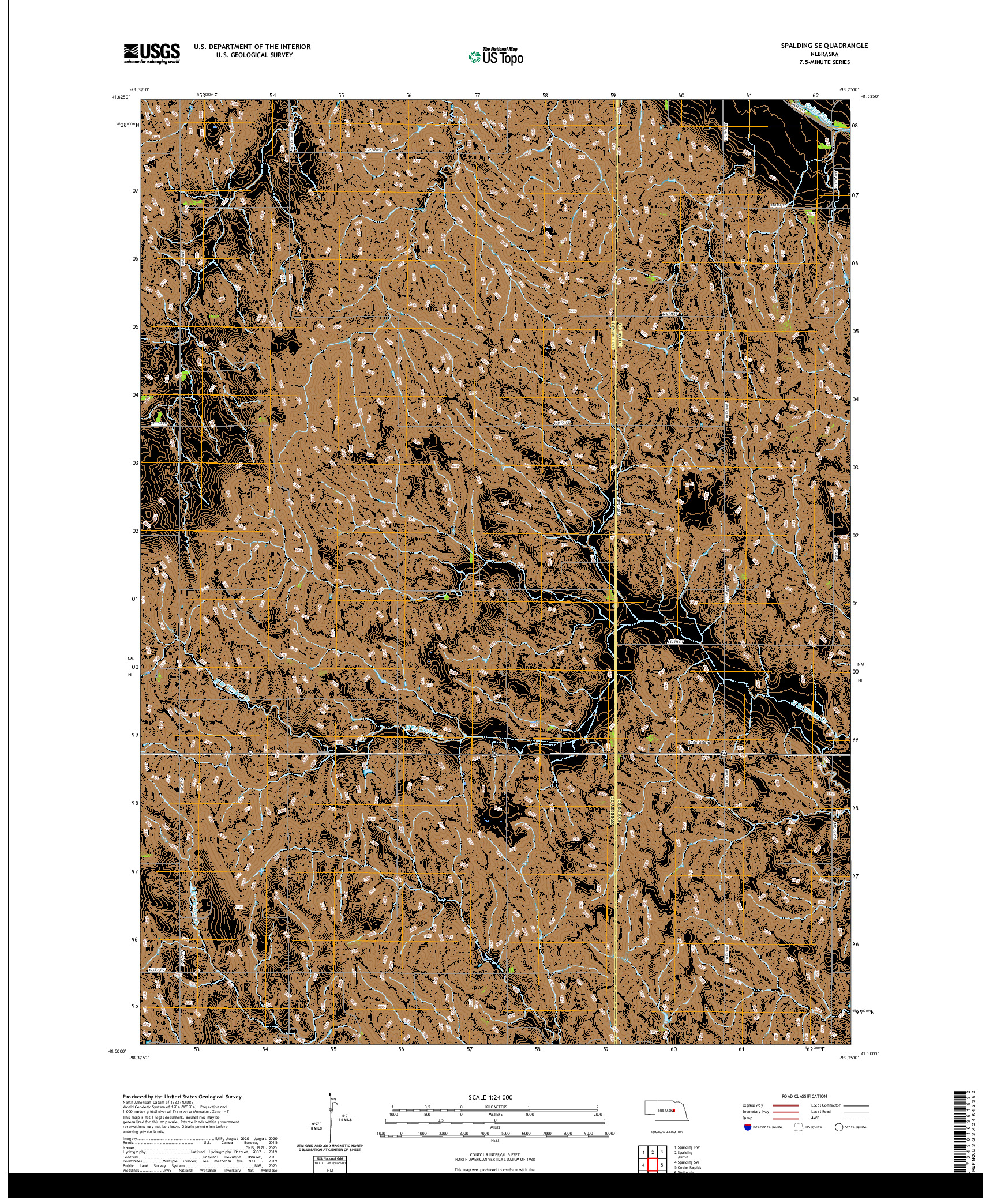 USGS US TOPO 7.5-MINUTE MAP FOR SPALDING SE, NE 2021