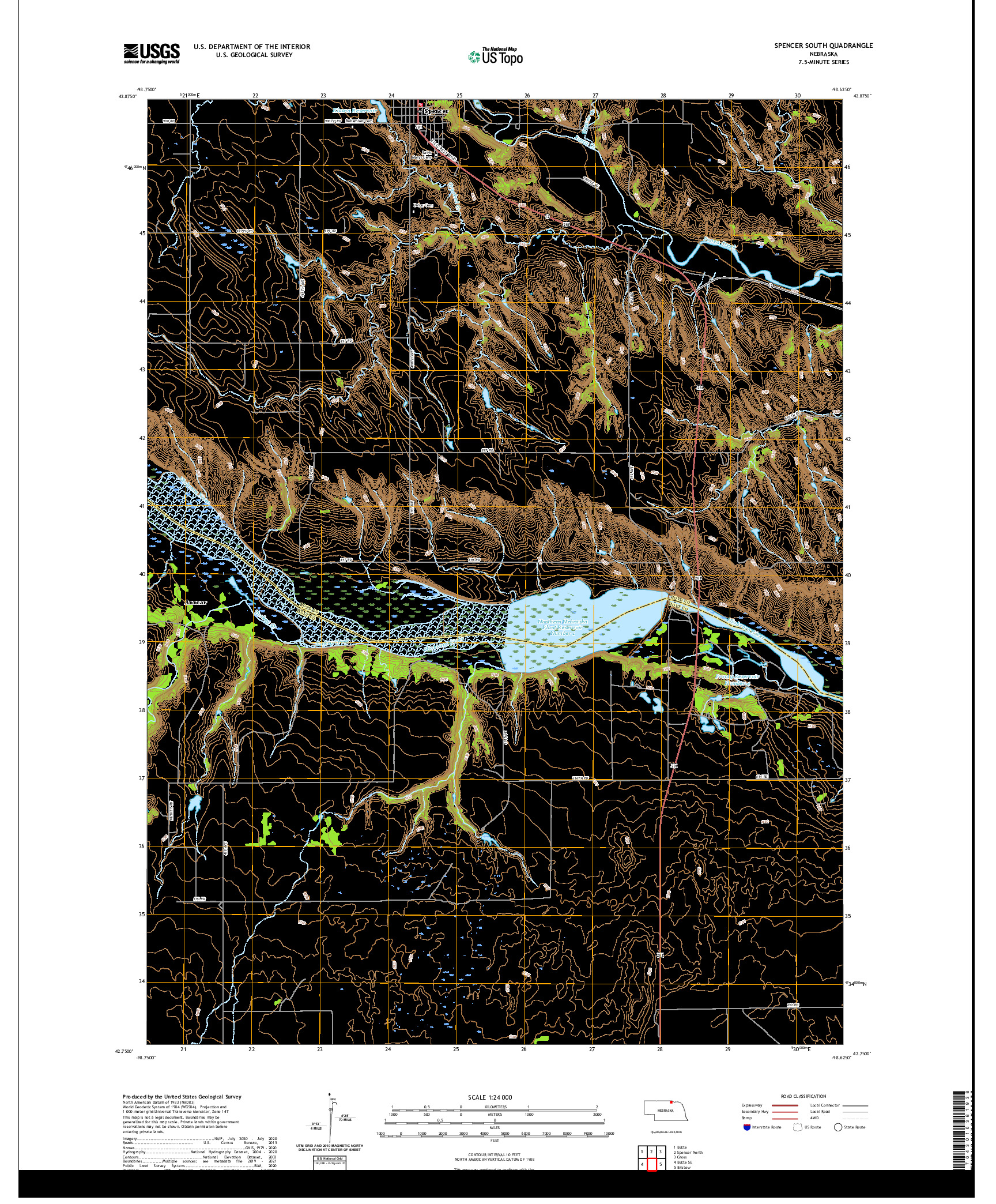 USGS US TOPO 7.5-MINUTE MAP FOR SPENCER SOUTH, NE 2021