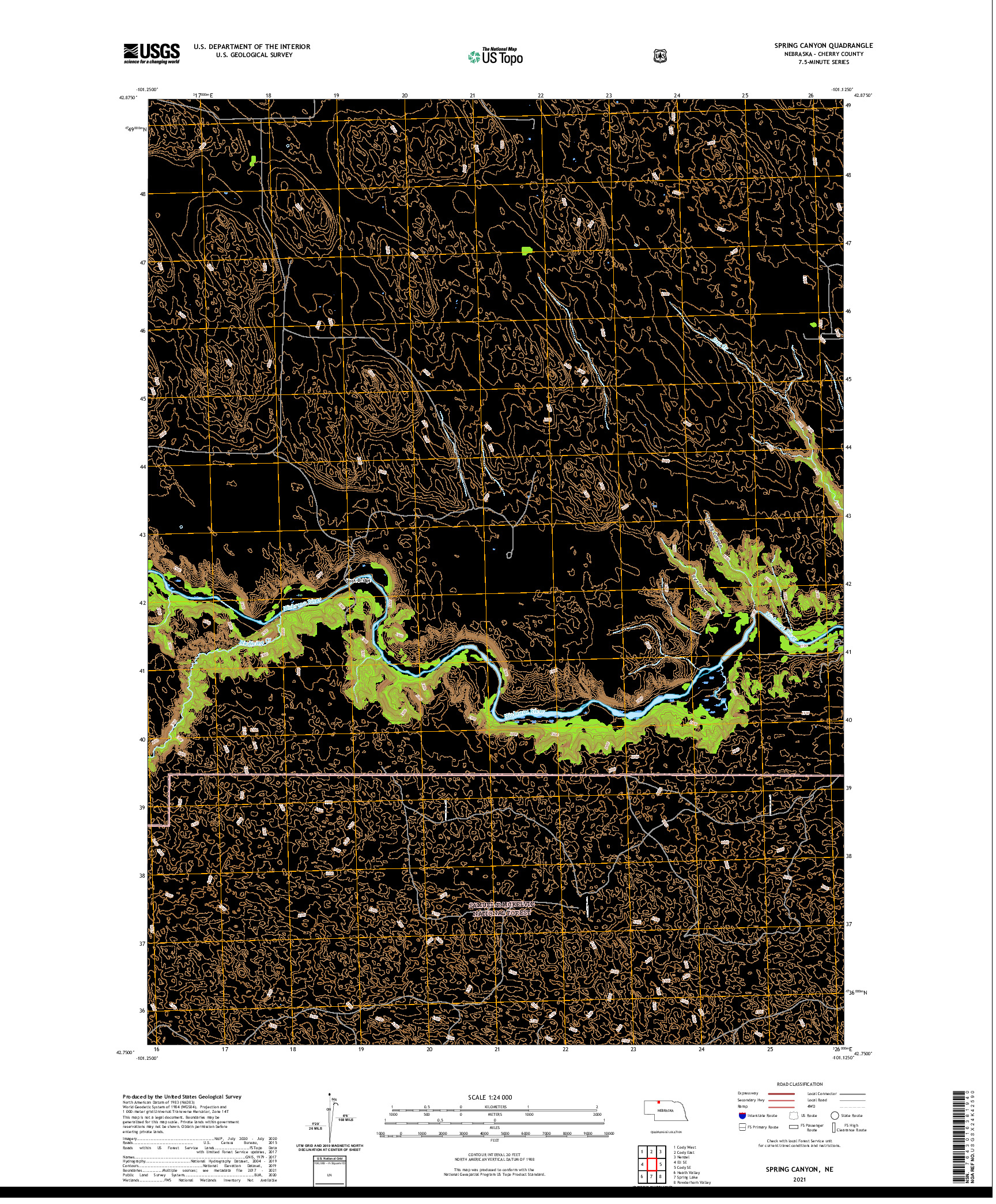 US TOPO 7.5-MINUTE MAP FOR SPRING CANYON, NE