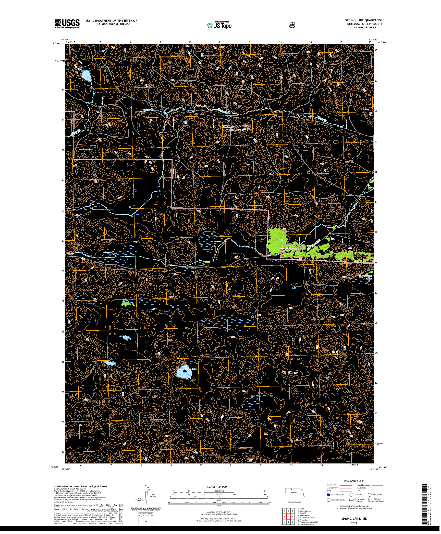 USGS US TOPO 7.5-MINUTE MAP FOR SPRING LAKE, NE 2021