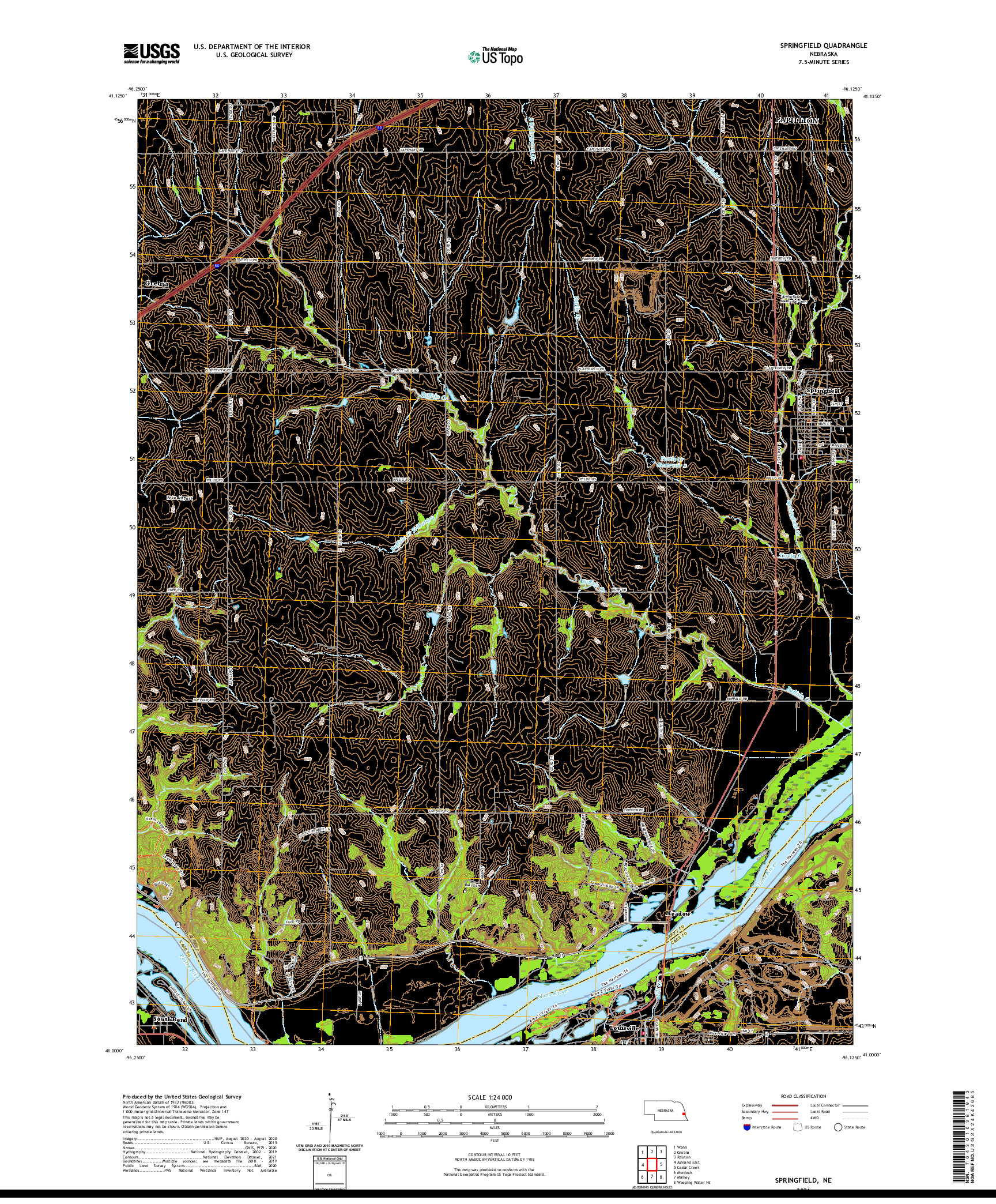 USGS US TOPO 7.5-MINUTE MAP FOR SPRINGFIELD, NE 2021