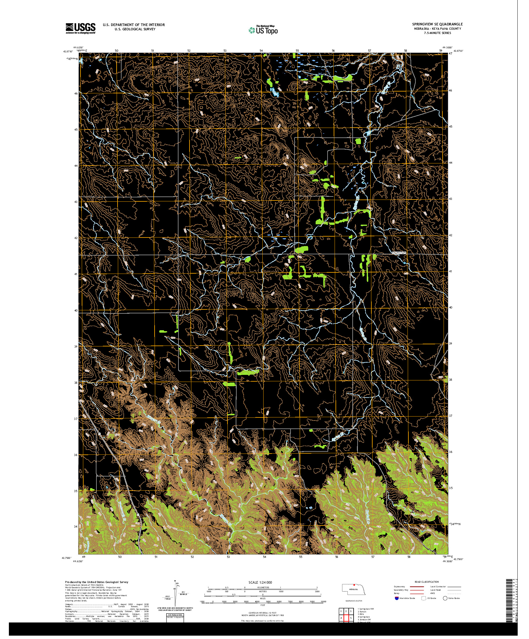 USGS US TOPO 7.5-MINUTE MAP FOR SPRINGVIEW SE, NE 2021