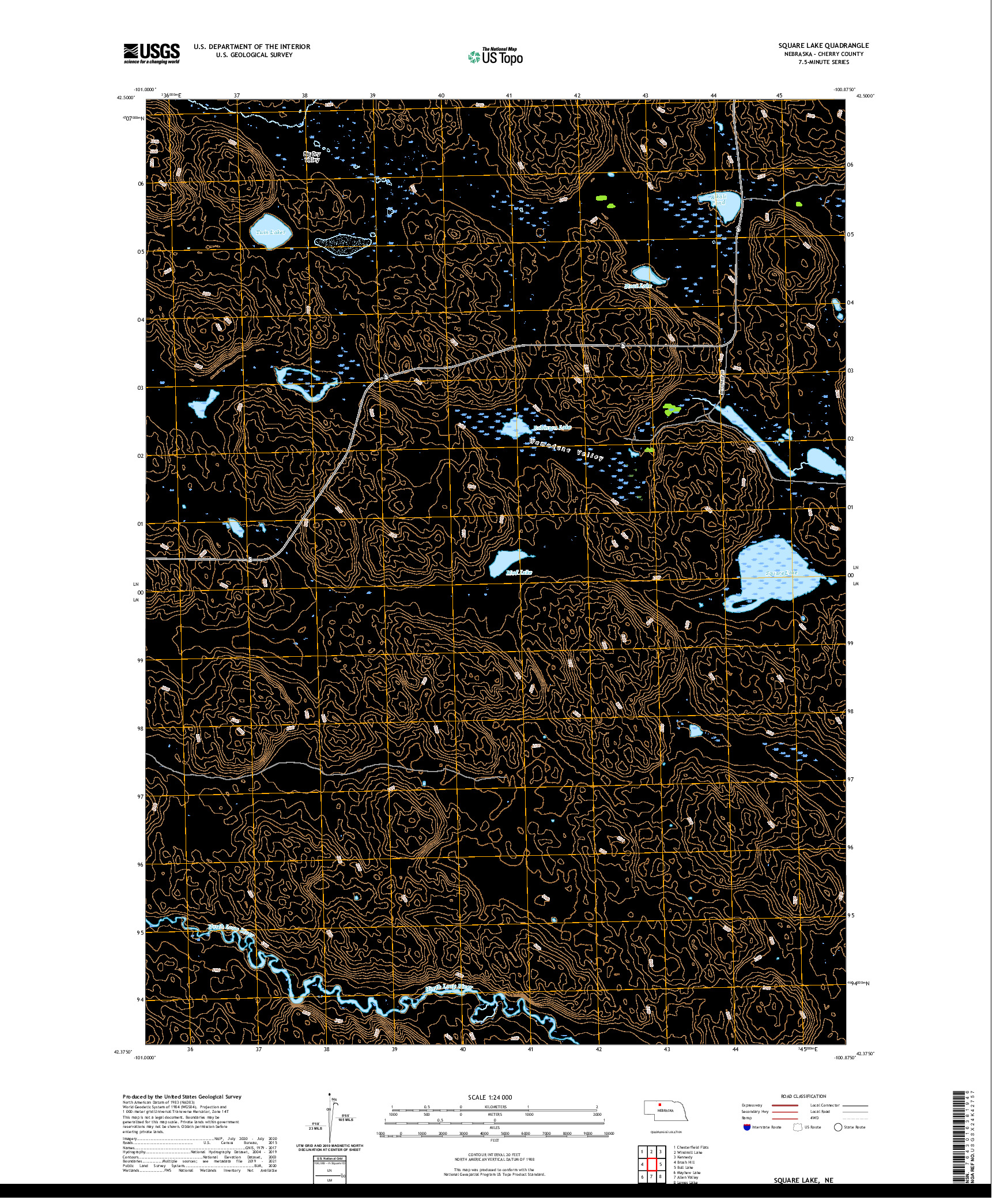 USGS US TOPO 7.5-MINUTE MAP FOR SQUARE LAKE, NE 2021