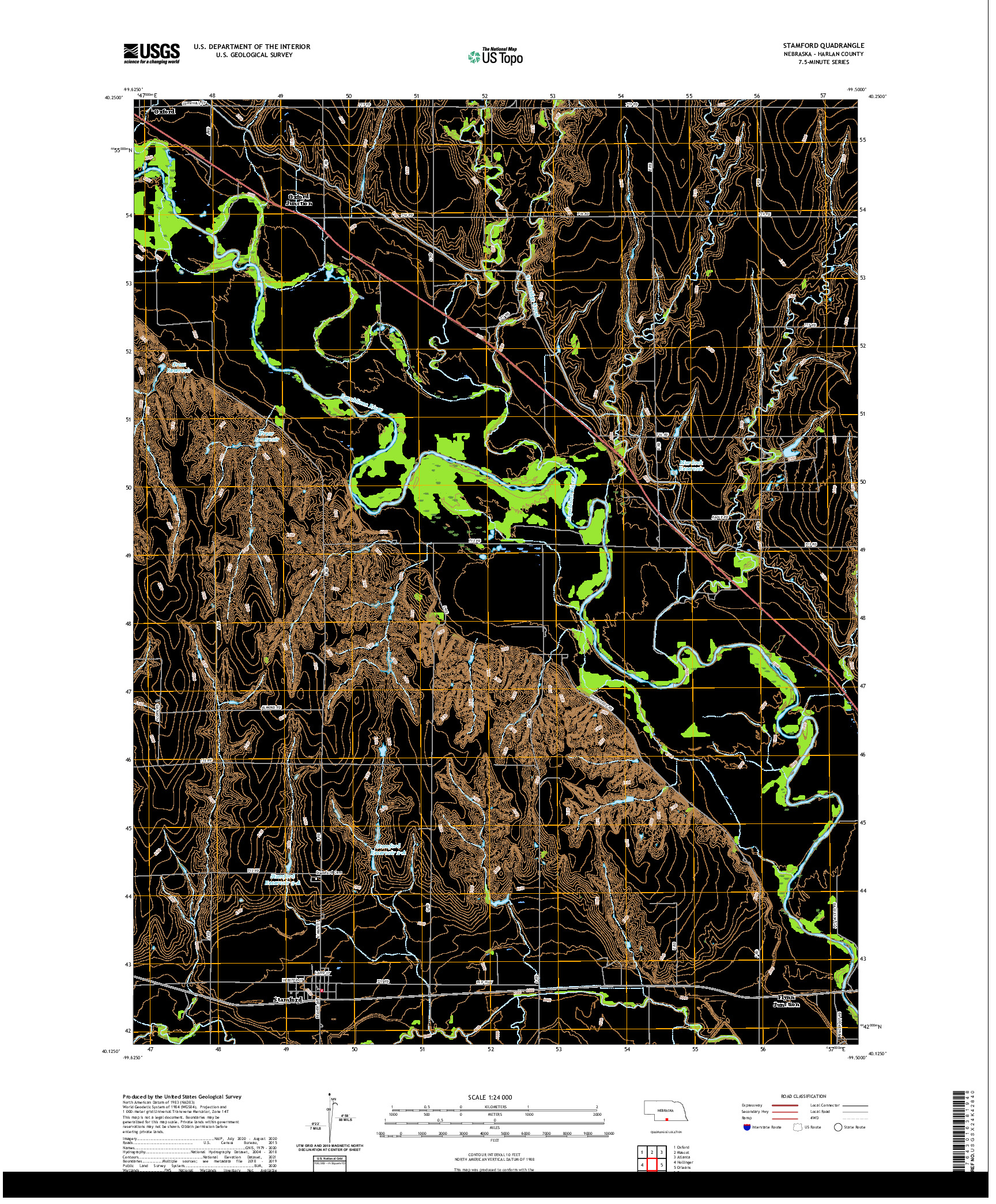 USGS US TOPO 7.5-MINUTE MAP FOR STAMFORD, NE 2021