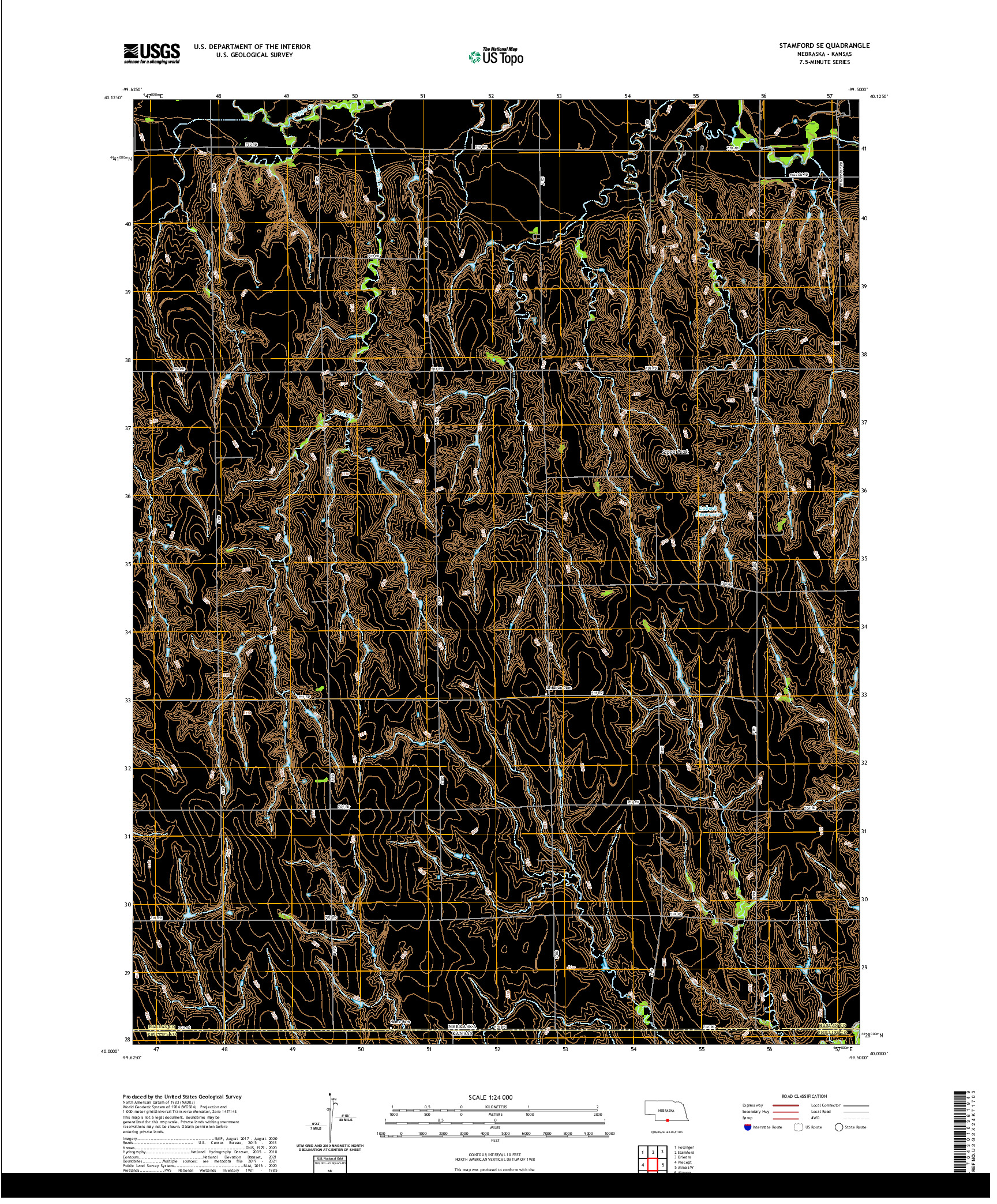 USGS US TOPO 7.5-MINUTE MAP FOR STAMFORD SE, NE,KS 2021