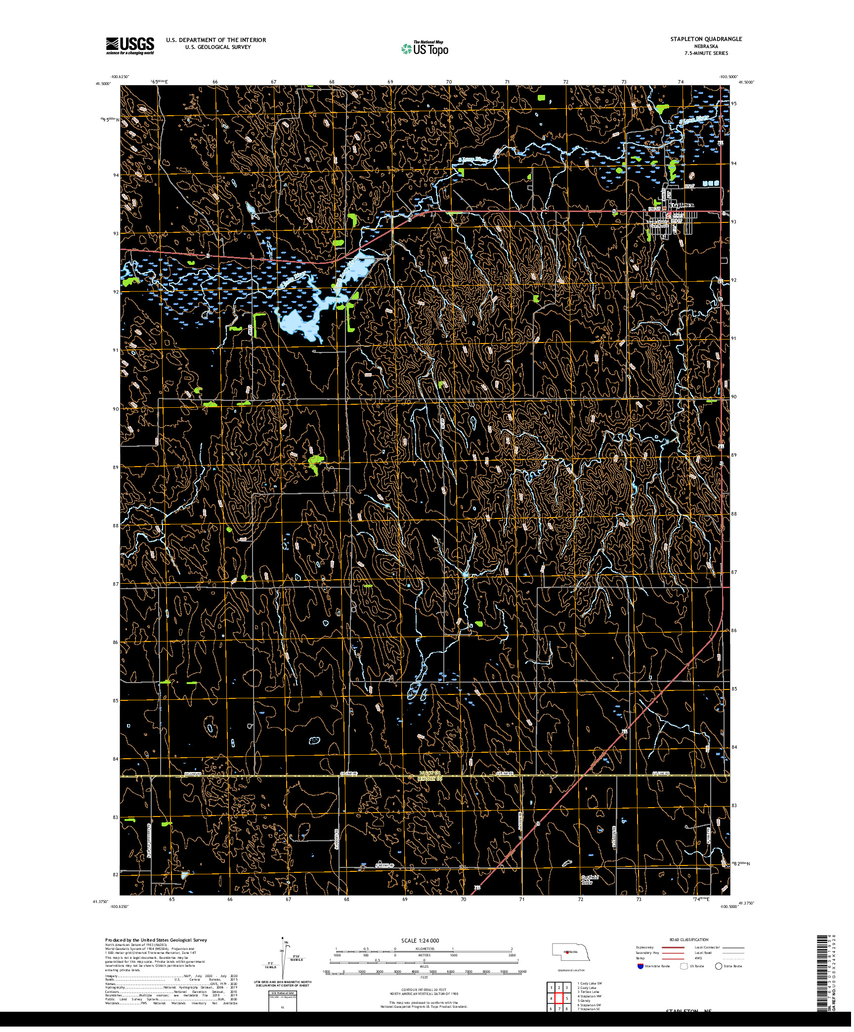 USGS US TOPO 7.5-MINUTE MAP FOR STAPLETON, NE 2021