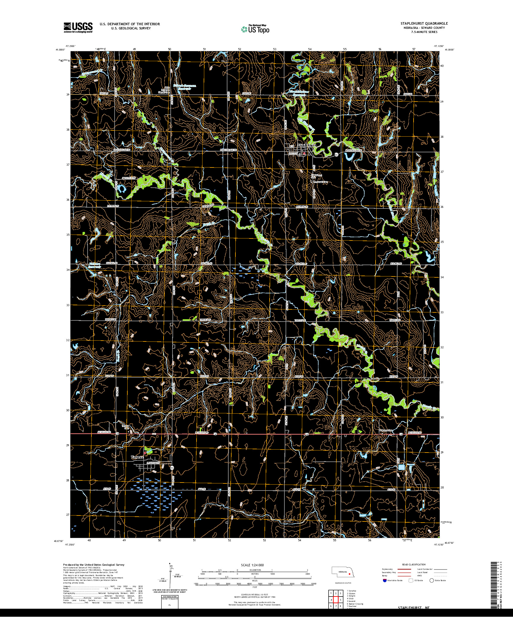USGS US TOPO 7.5-MINUTE MAP FOR STAPLEHURST, NE 2021