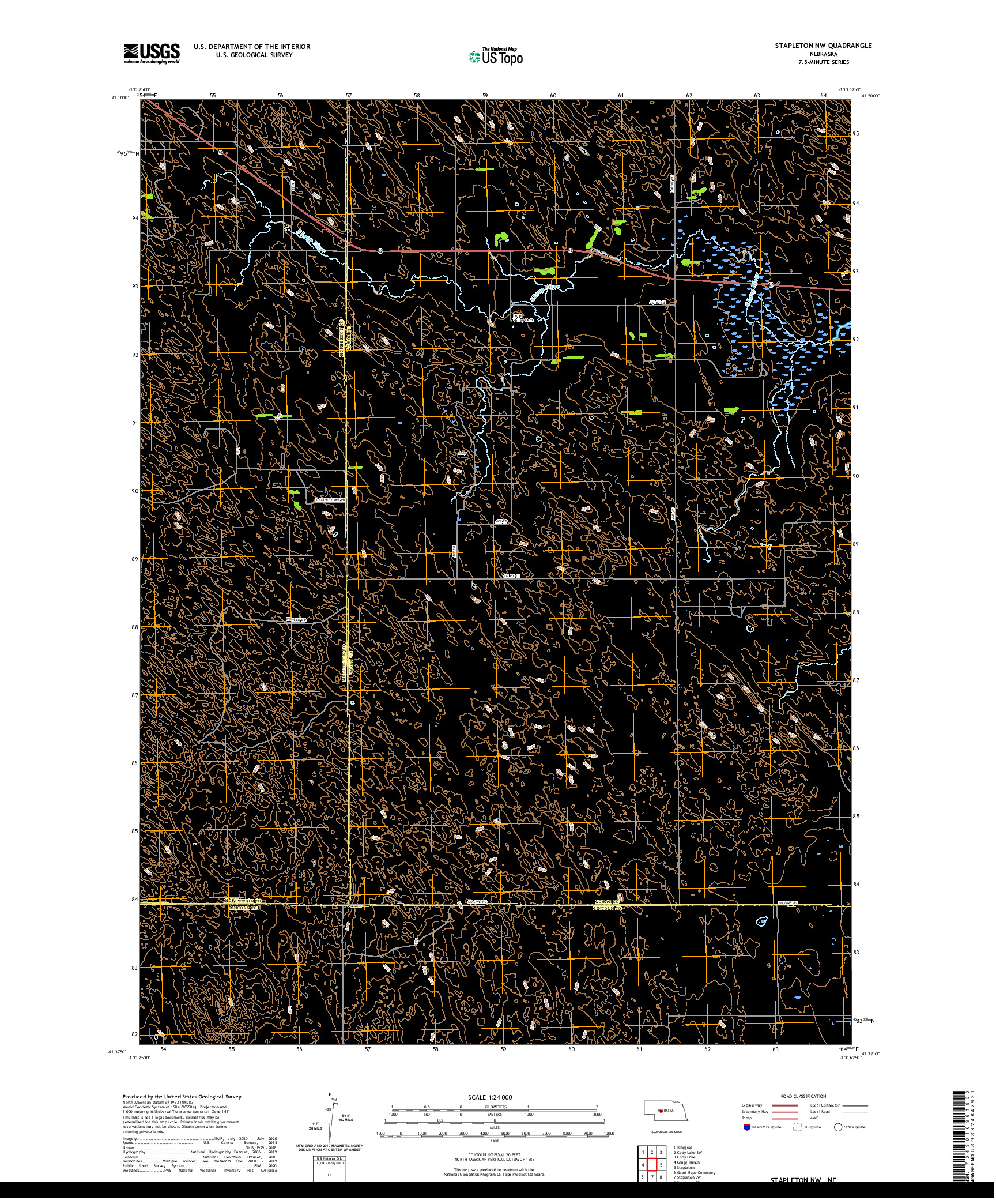USGS US TOPO 7.5-MINUTE MAP FOR STAPLETON NW, NE 2021