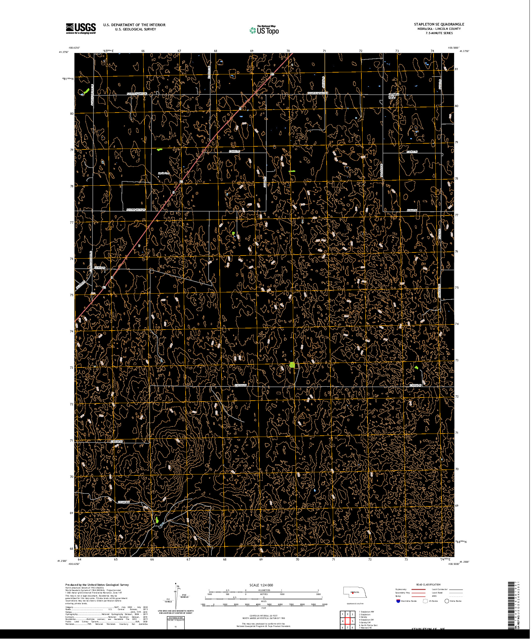 USGS US TOPO 7.5-MINUTE MAP FOR STAPLETON SE, NE 2021