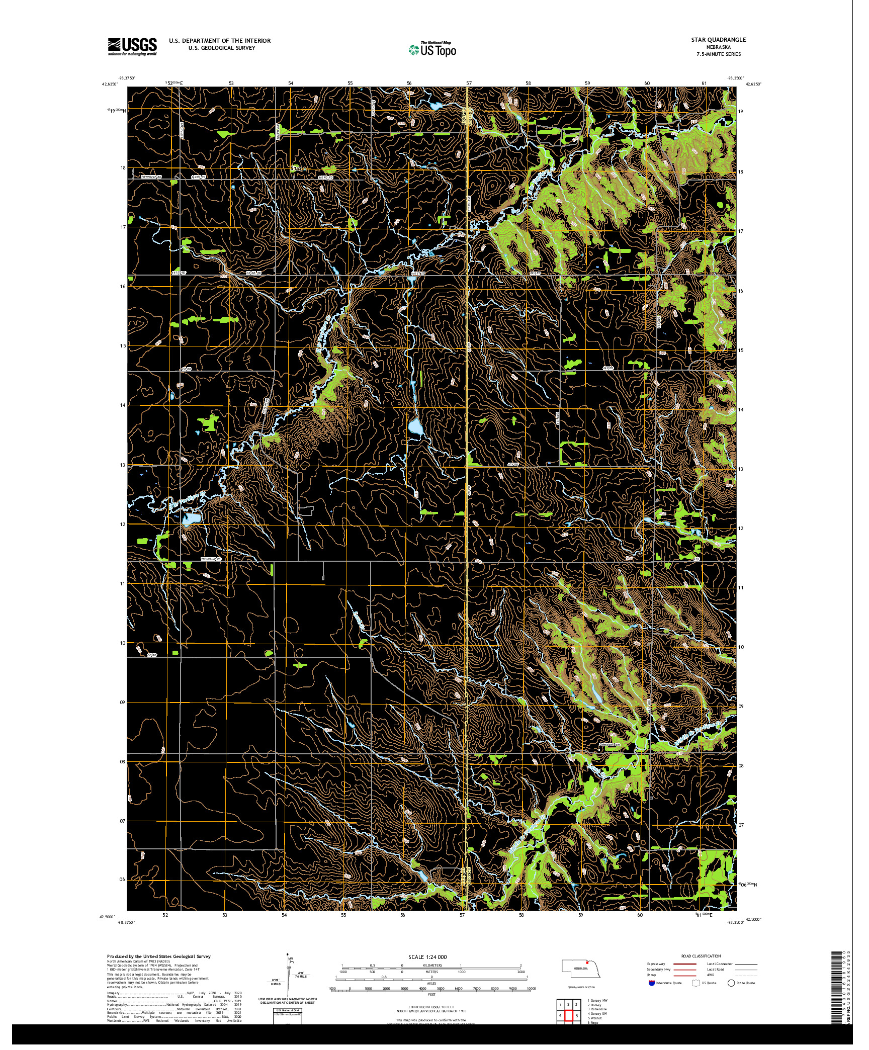 USGS US TOPO 7.5-MINUTE MAP FOR STAR, NE 2021