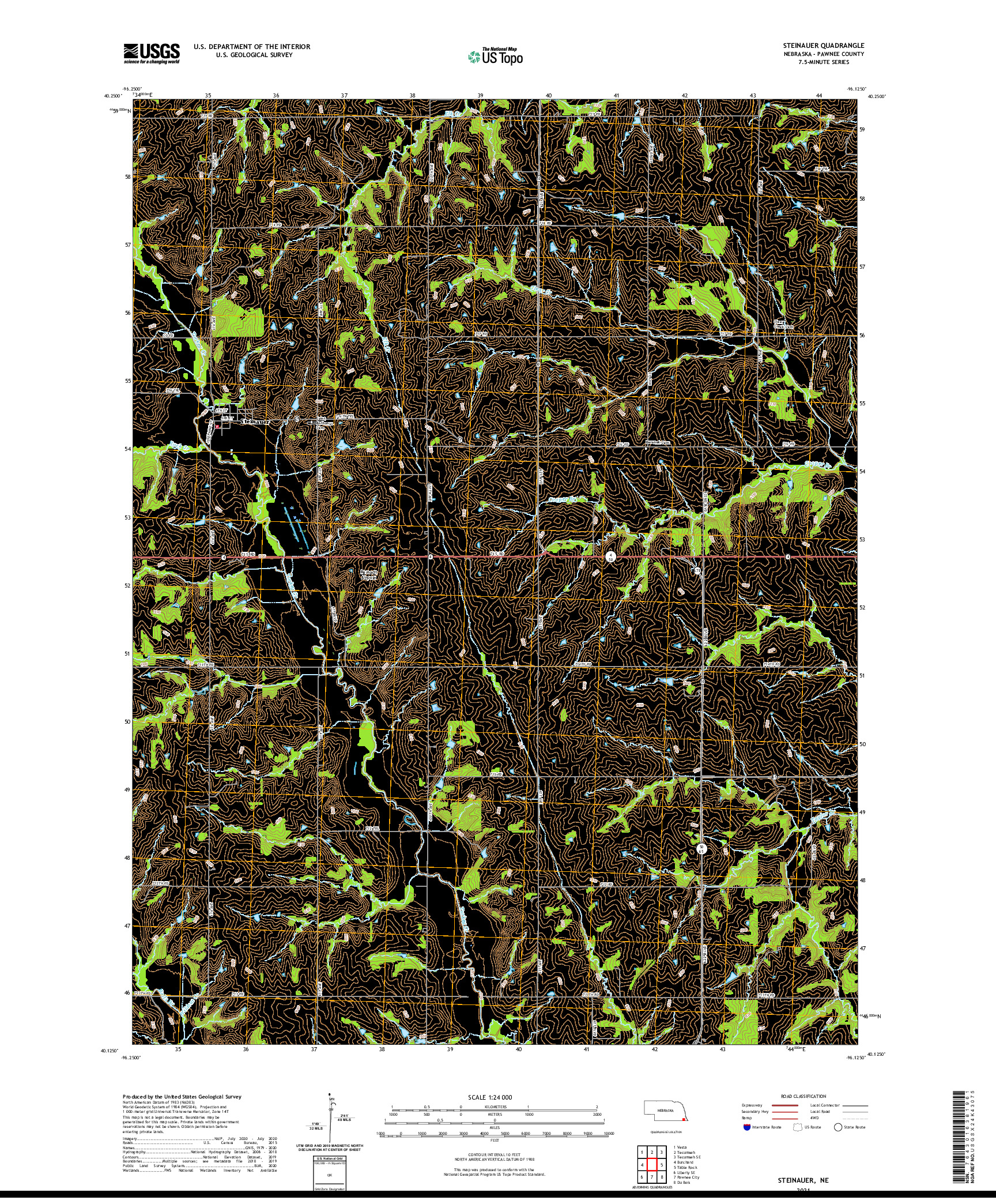USGS US TOPO 7.5-MINUTE MAP FOR STEINAUER, NE 2021