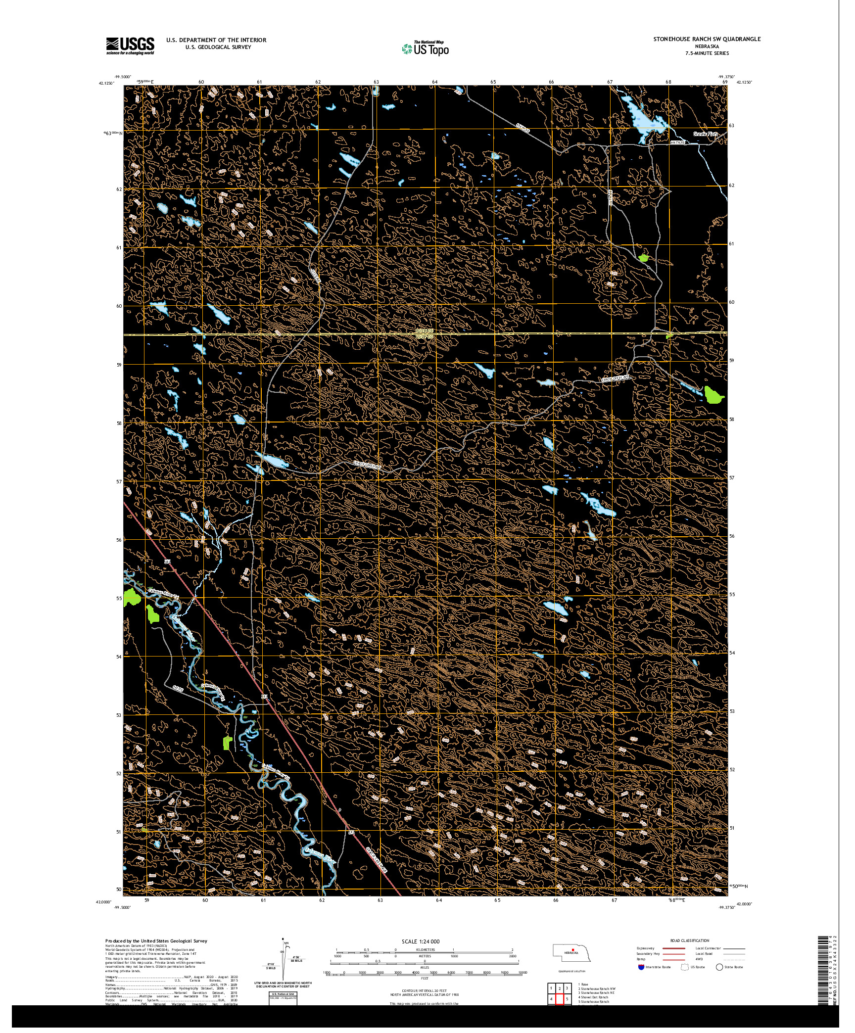 USGS US TOPO 7.5-MINUTE MAP FOR STONEHOUSE RANCH SW, NE 2021