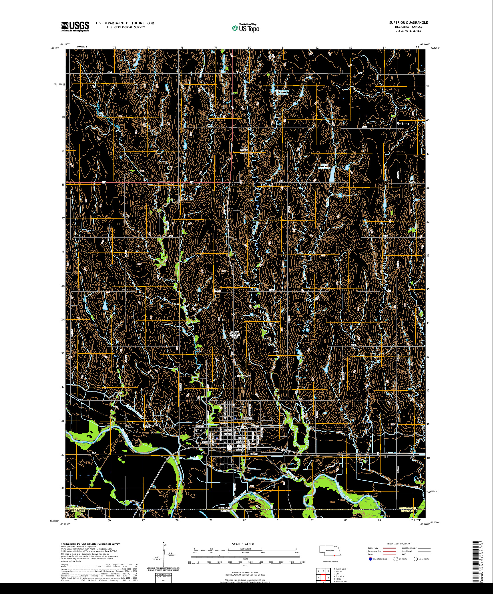 USGS US TOPO 7.5-MINUTE MAP FOR SUPERIOR, NE,KS 2021