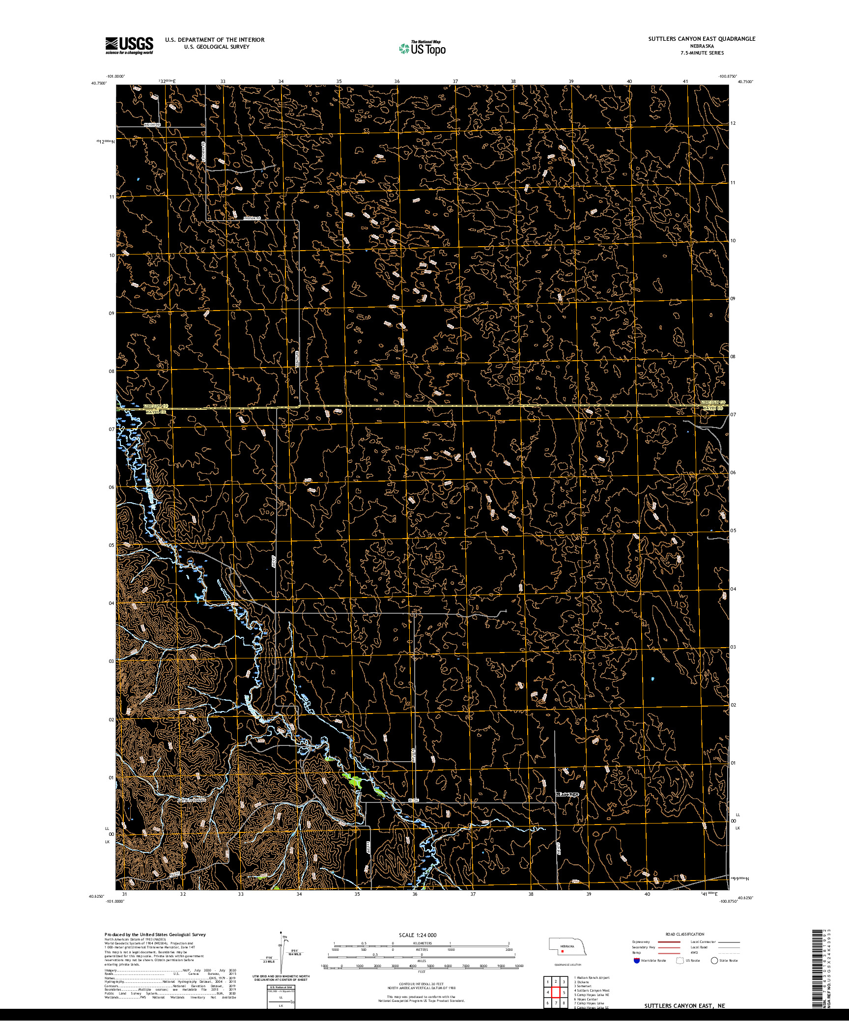 USGS US TOPO 7.5-MINUTE MAP FOR SUTTLERS CANYON EAST, NE 2021