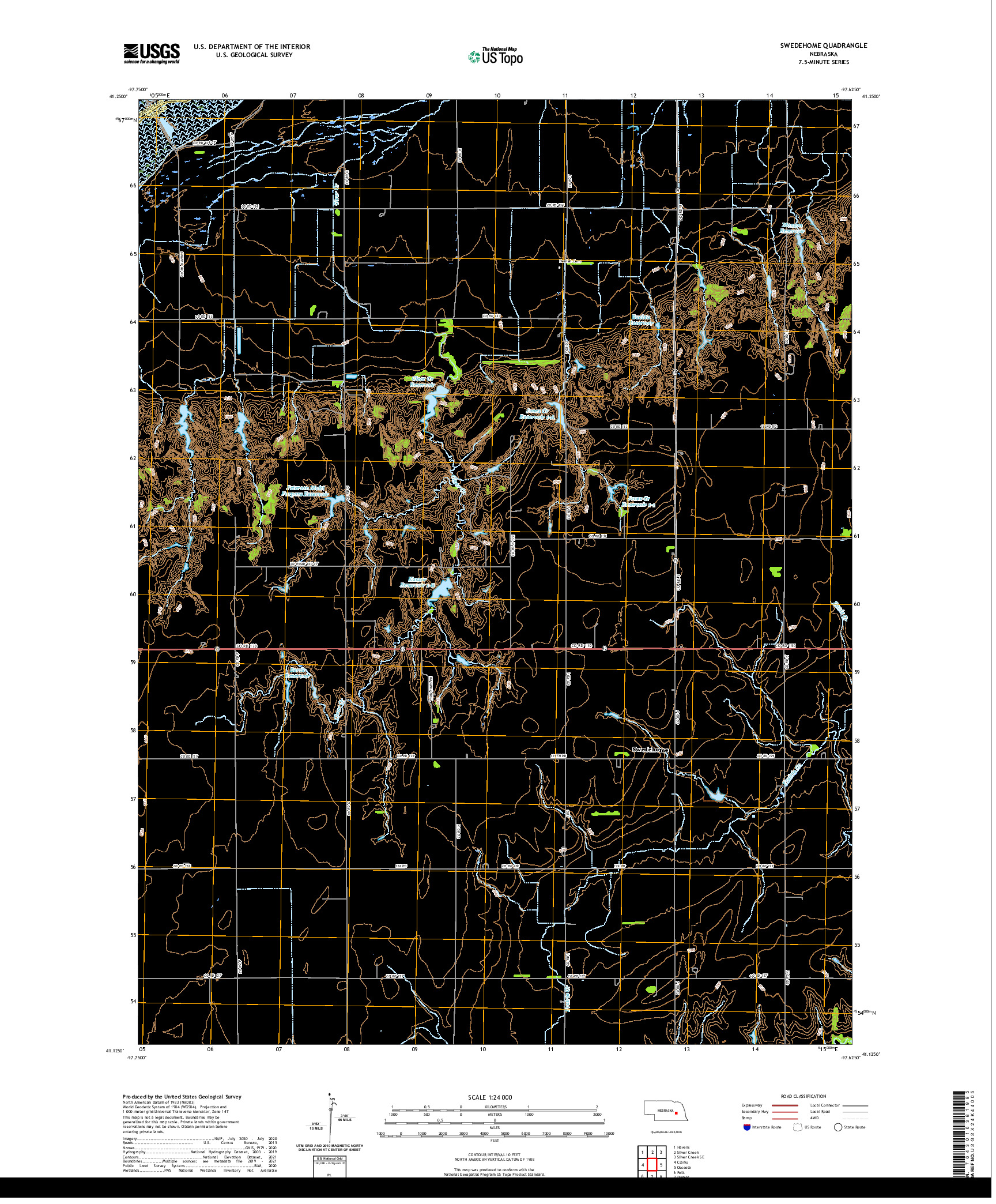 USGS US TOPO 7.5-MINUTE MAP FOR SWEDEHOME, NE 2021